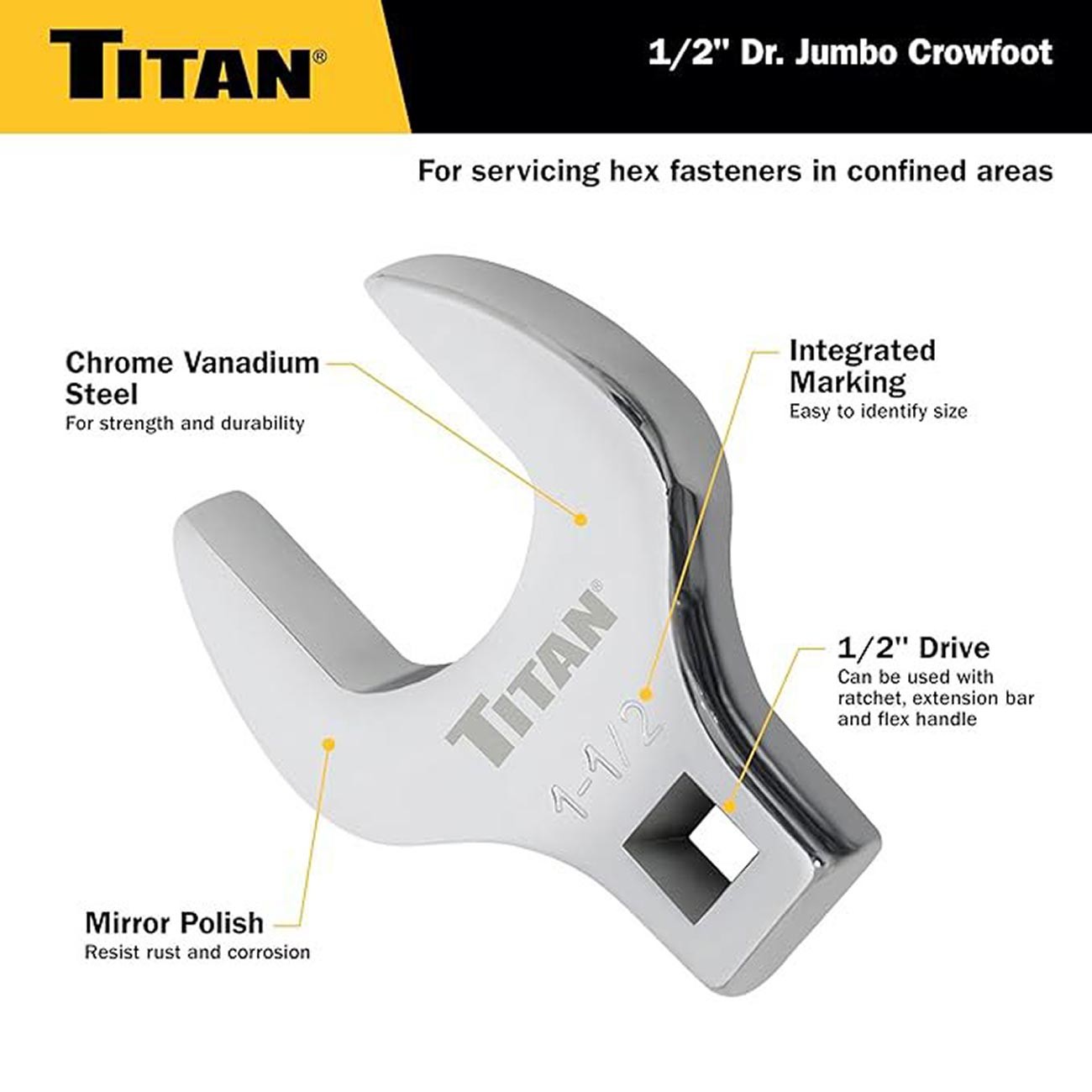 Titan SAE 1/2″ Drive Crowfoot Wrench: 1-1/4″