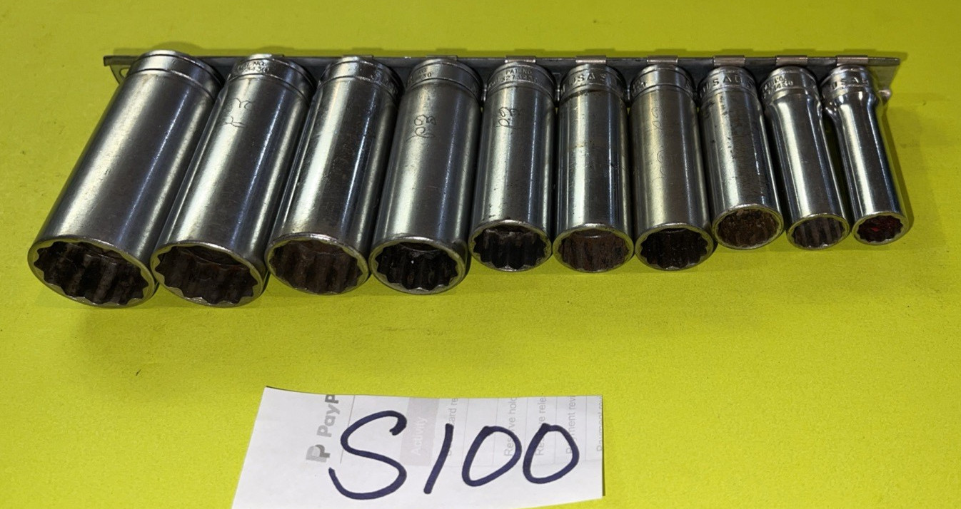 SNAP-ON TOOLS PIECE 3/8 DRIVE SAE. DEEP CHROME 12 POINT SOCKET SET