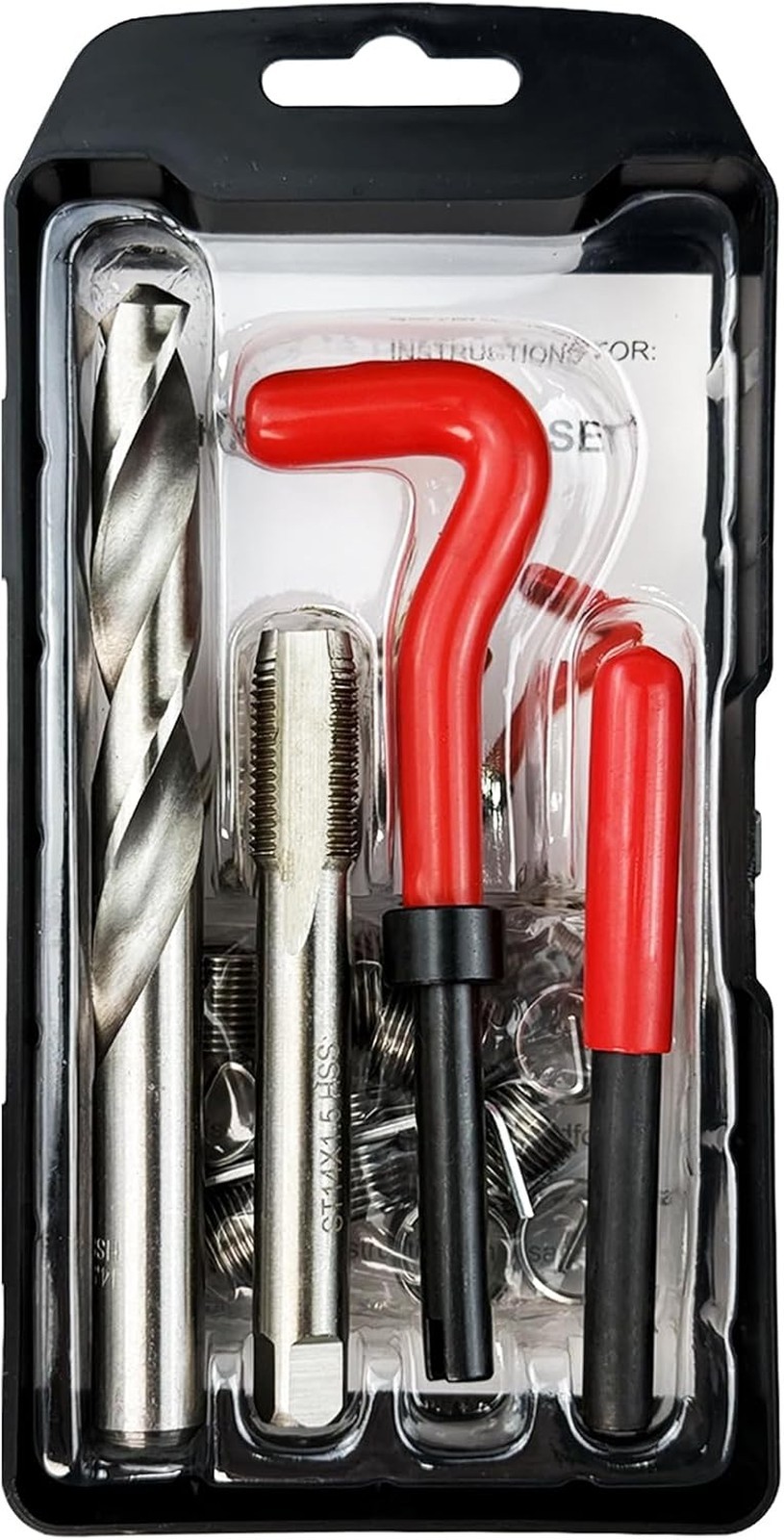 M14x1.5mm Thread Repair Kit, Helicoil Insert Set, Steel Hand Tool for Damaged