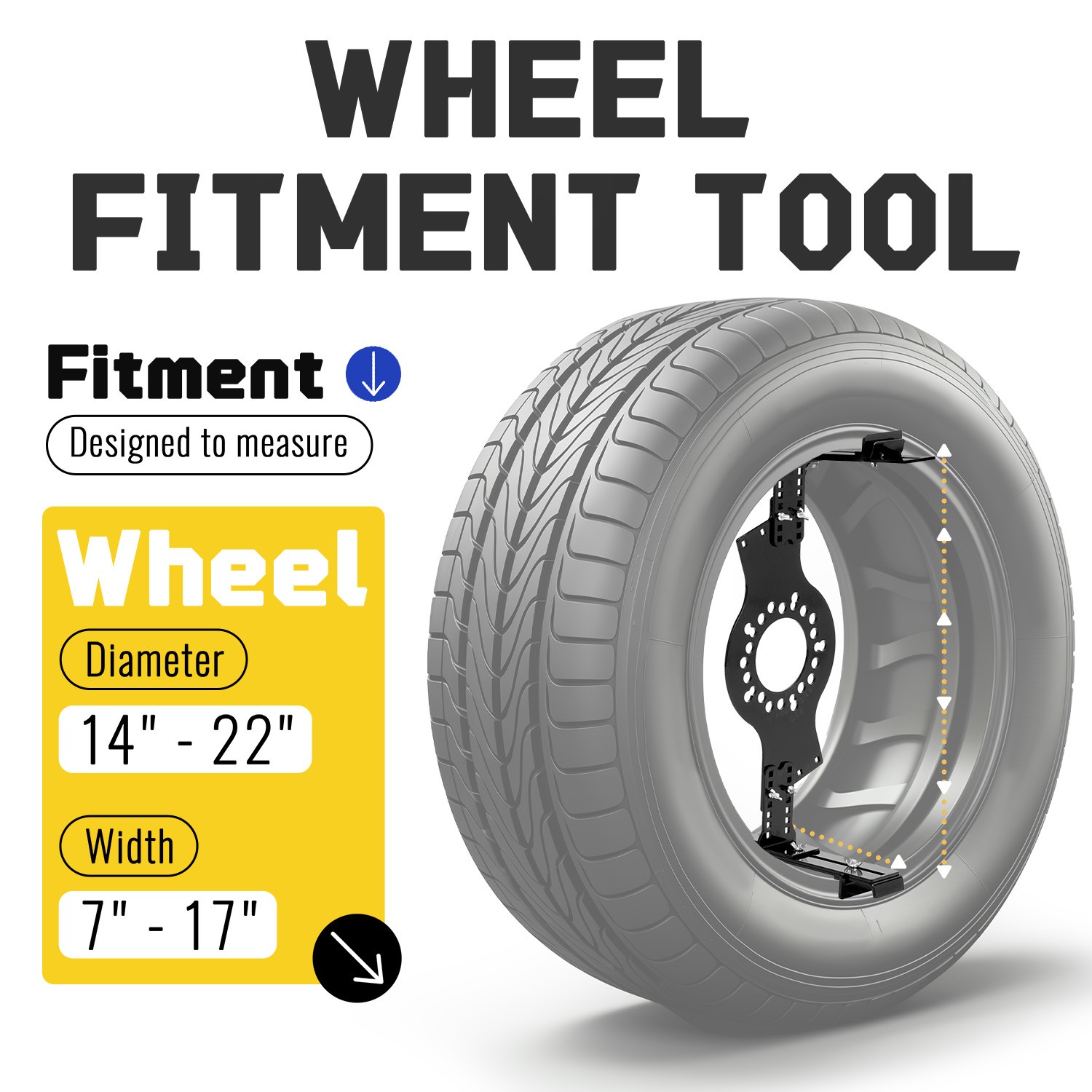 5-Lug Pattern 14″-22″Wheel Fitment Simulator Tool Tire Size For Measuring Mockup