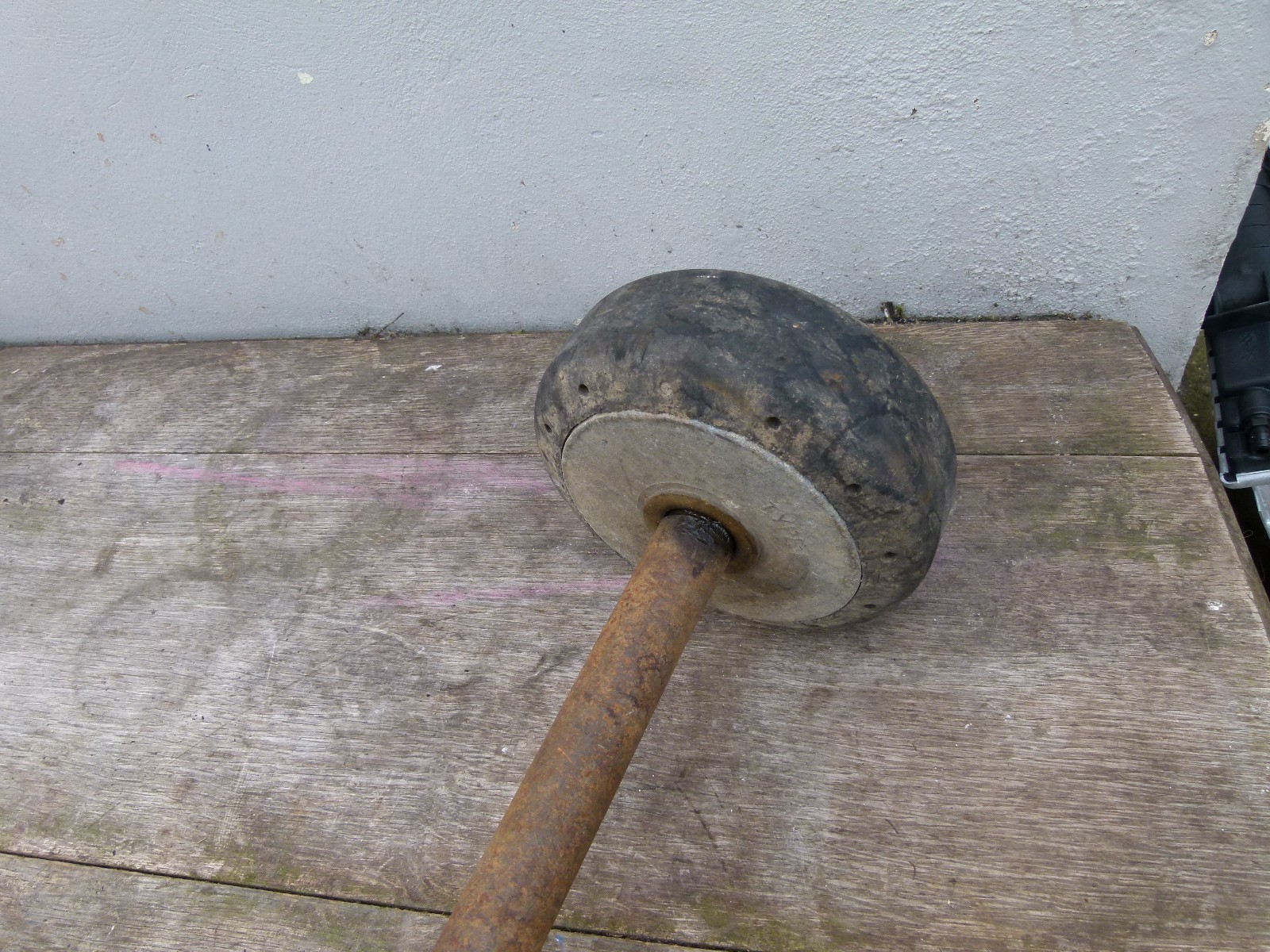 VINTAGE SOLID RUBBER WHEELS AXLES ARE 18 AND 15 INCH INSIDE WHEELS ARE 6 INCH