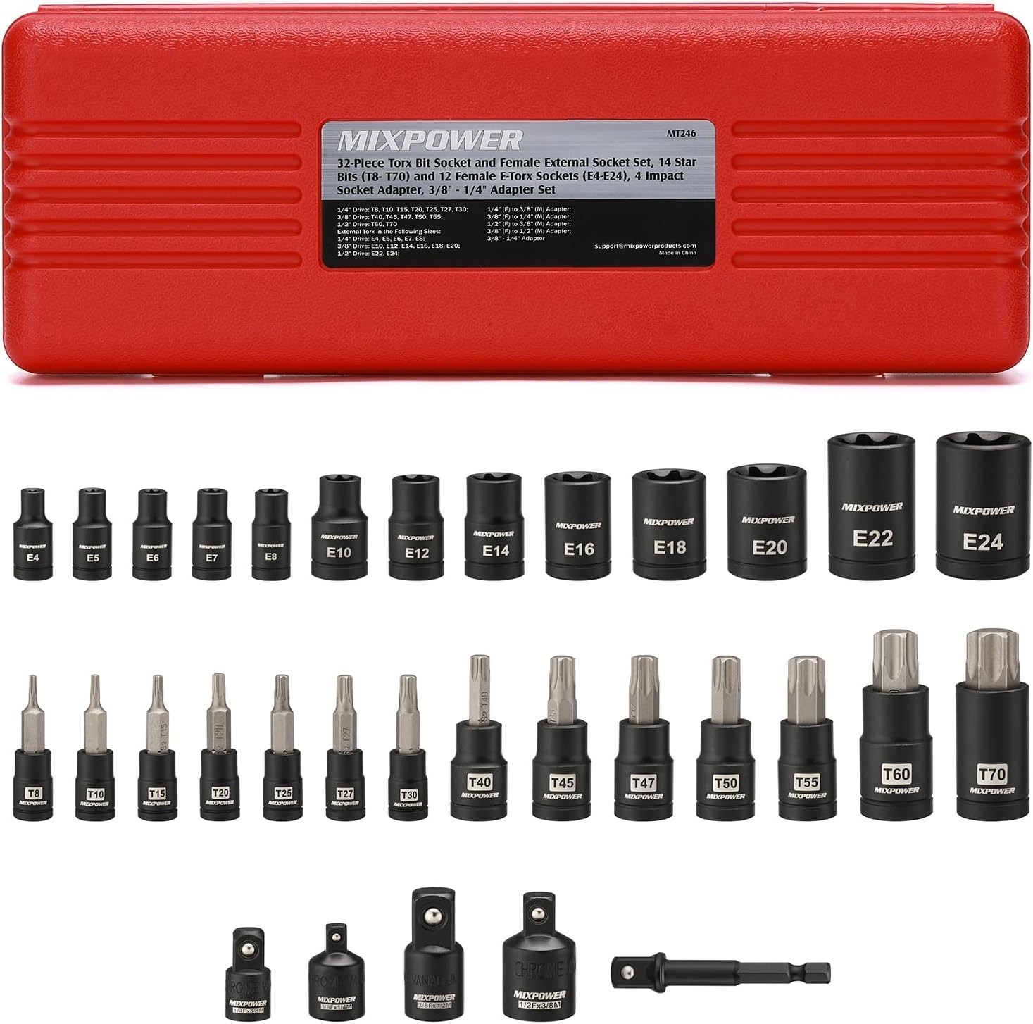 Torx Socket Set 32PCS – Black Phosphate Finish, Designed for Longevity