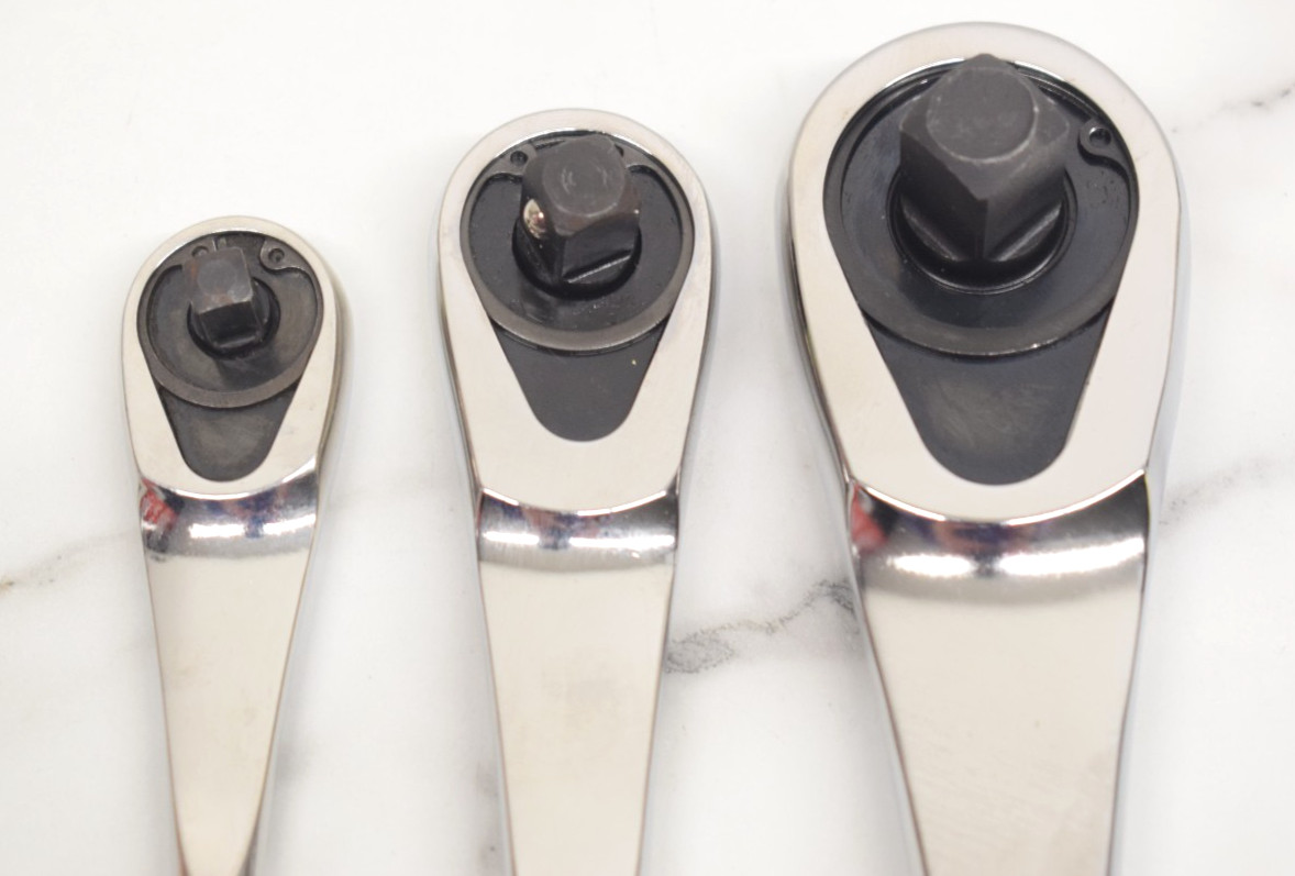 Armstrong Tools USA 3pc Full Polish Chrome Ratchet Set, 1/4, 3/8, 1/2″ Drive