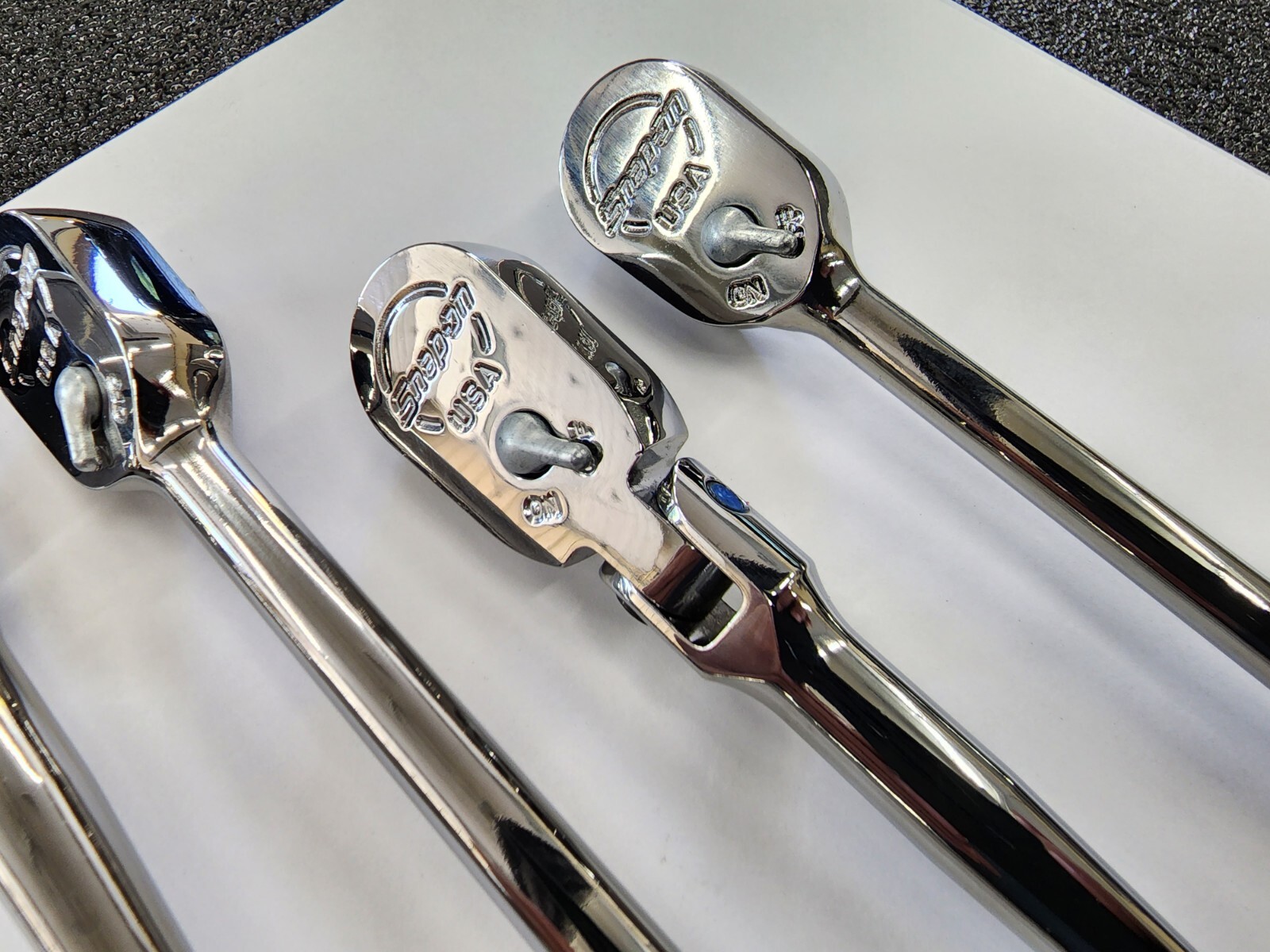Snap-on Tools USA NEW 4-Piece 1/4″ Drive Fixed & Flex Head Chrome Ratchet Set