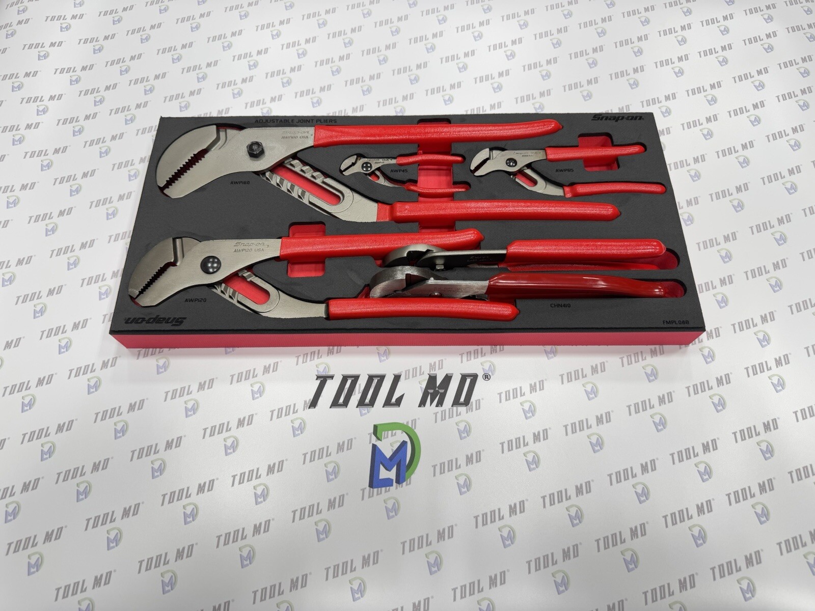 Snap-on Tools USA NEW RED 6-Piece Adjustable Joint Pliers Foam Set PLAJ600FR