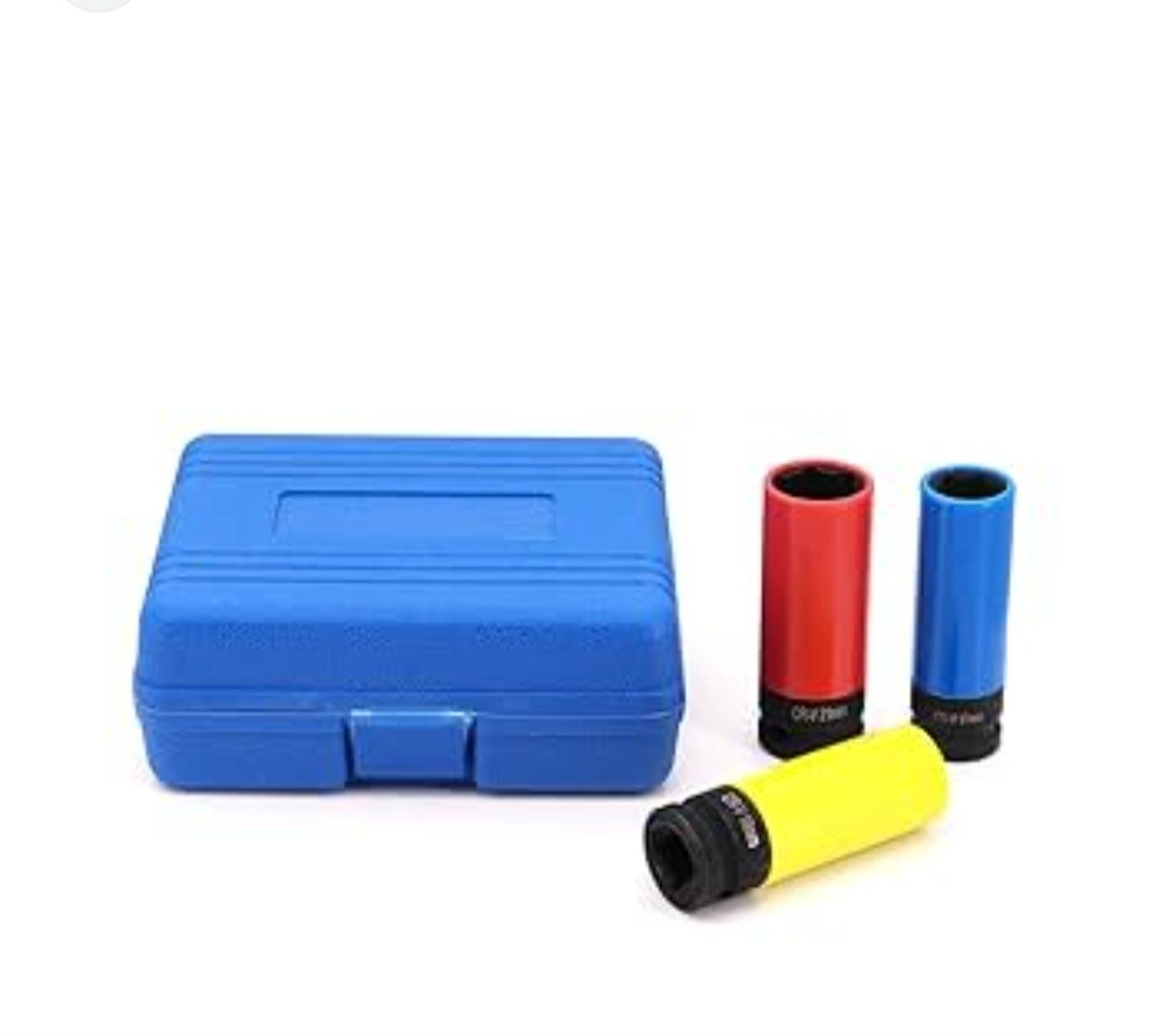 3pc Alloy CR-MO Wheel Impact Socket Set 1/2″ Drive 17mm 19mm 21mm Deep Thin Wall