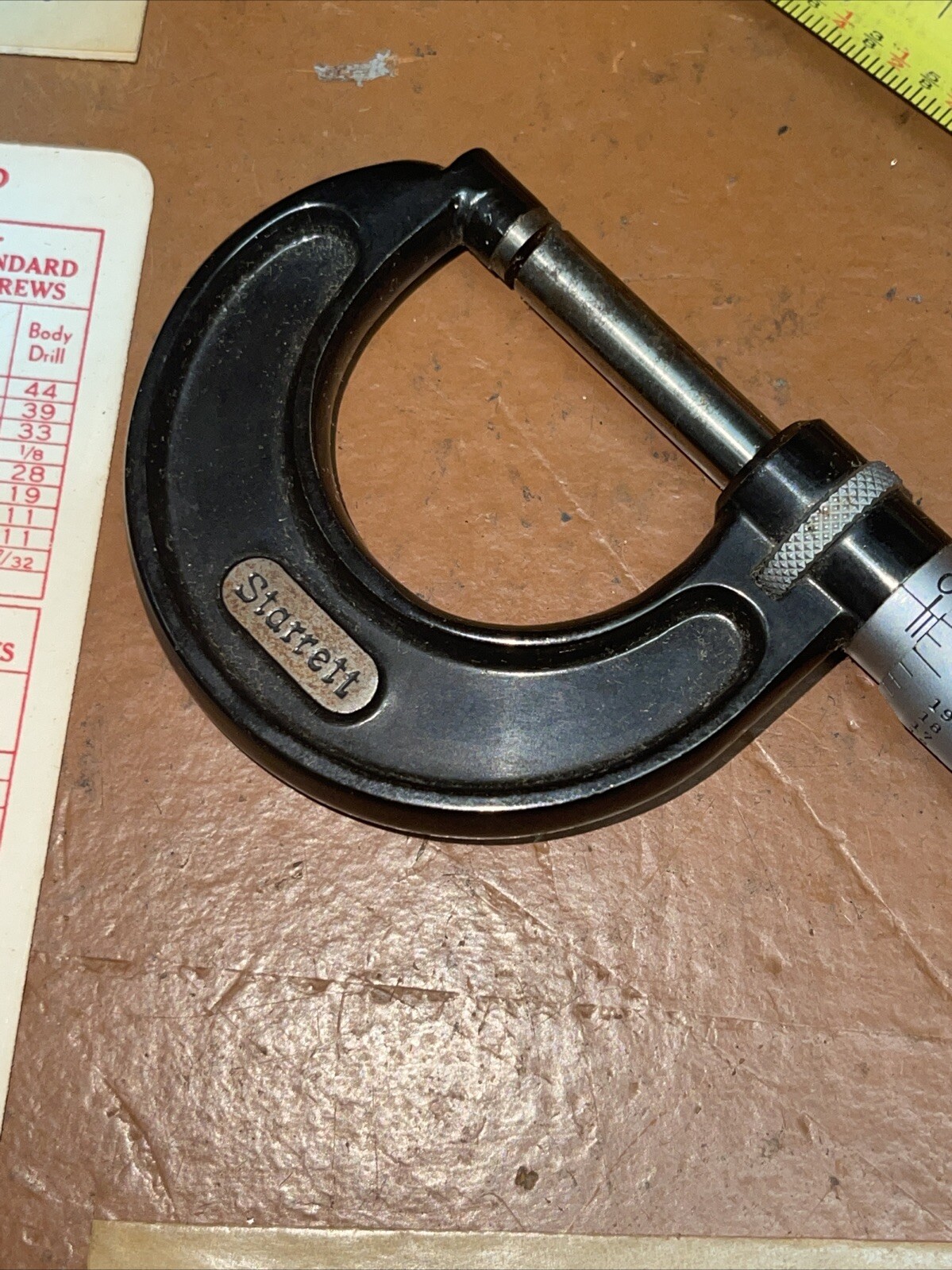 Vintage LS Starrett No 436 F 4361 1 In Micrometer CALIPER Box And Papers Wrench