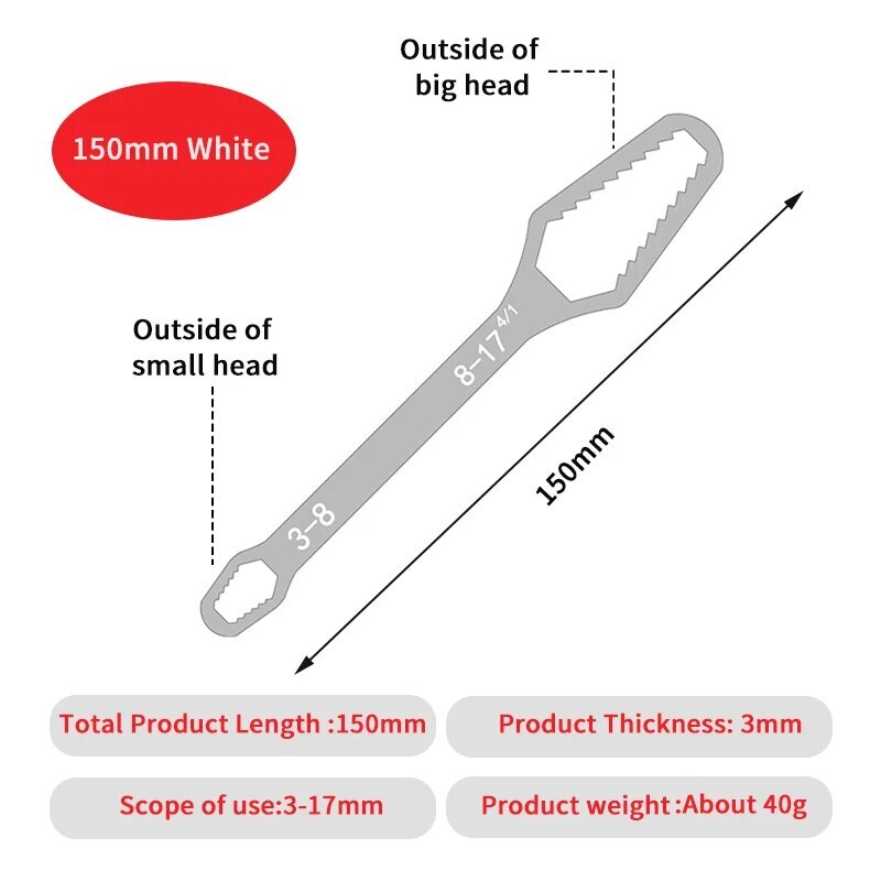 3-17mm/8-22mm Universal Multi-functional Adjustable Double End Box Wrench Wrench