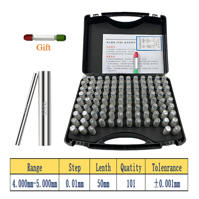 51/99/101pcs Precision Pin Gauge Set Carpentry Inspection Step Tools 0.10-5.0mm