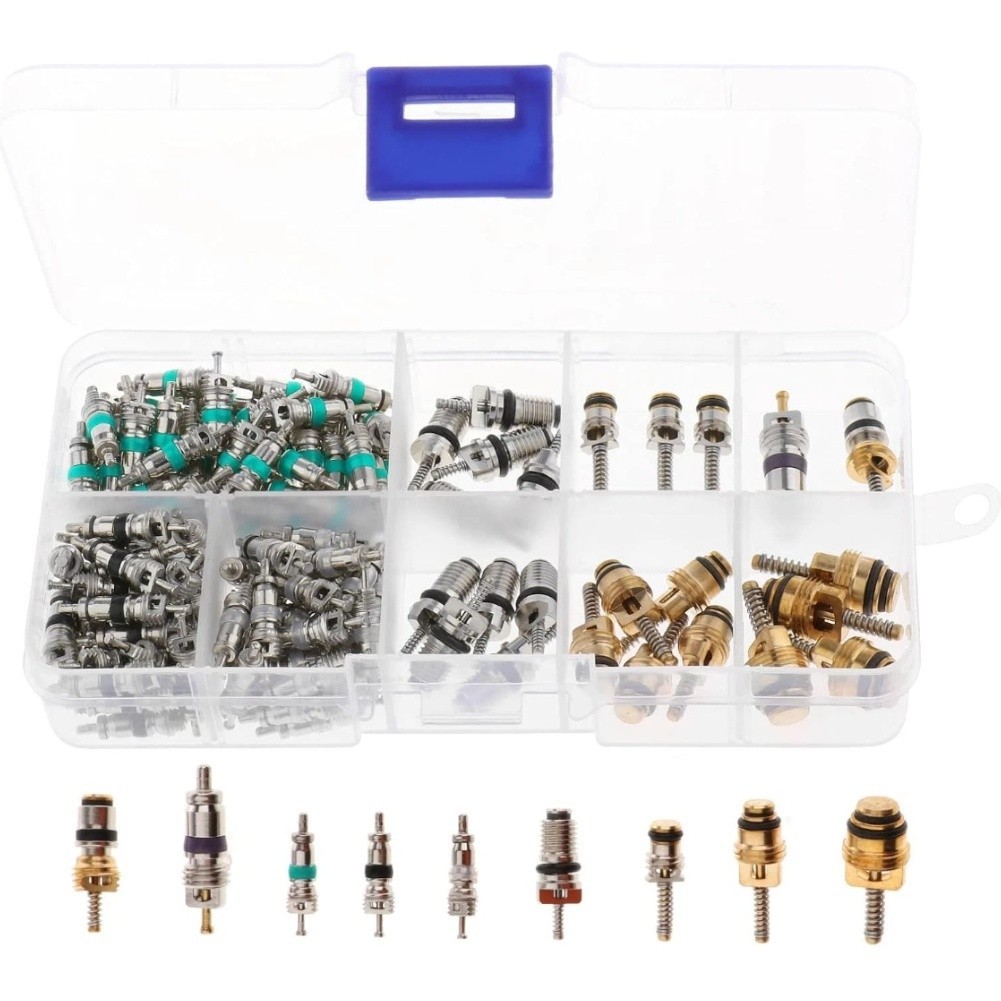 Auto AC Valve Cores 134pcs Green White Black for R134a For R12 Systems