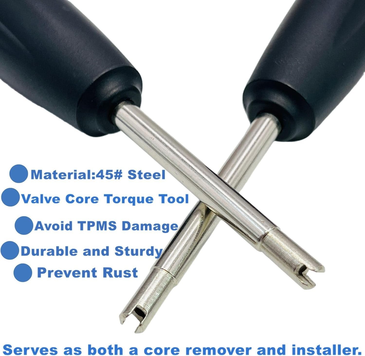 2 Pcs Valve Core Torque Tool for Cars & Bikes, Black & Silver, Professional