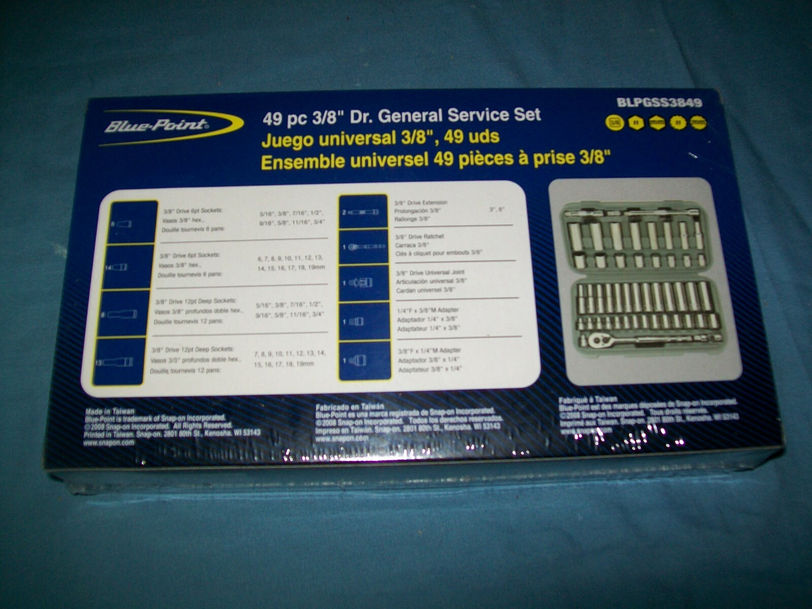 NEW Blue-Point® BLPGSS3849 3/8″ drive 49pc SAE METRIC General Service Set