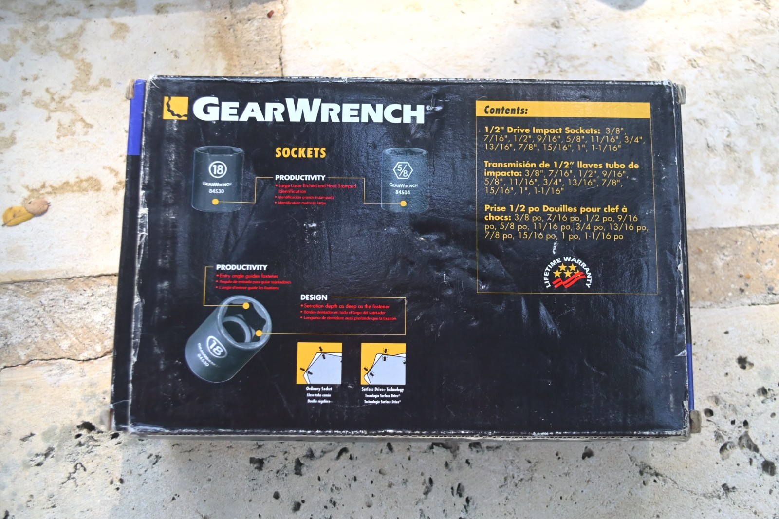Gearwrench 12 pc SAE 1/2″ drive Impact Socket Set 3/8 to 1-1/16″ w/ Case #84931