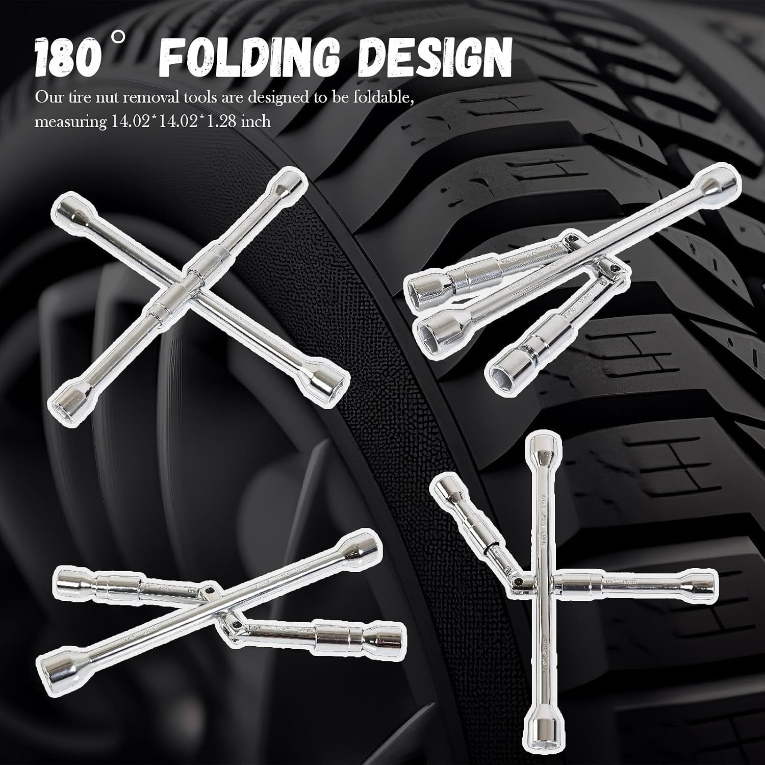 Universal Lug Nut Removal Tool,Foldable 17mm,19mm,21mm,23mm 4 Way Lug Wrench …