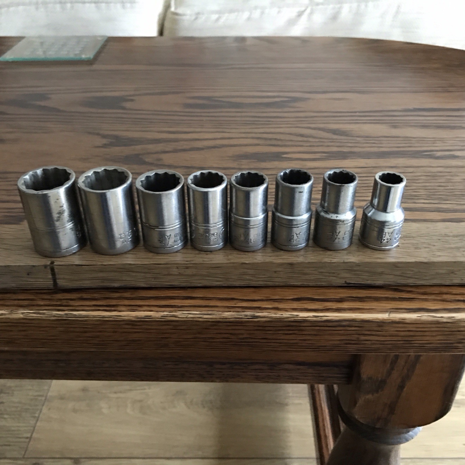 8 Gordon Tools Sockets 7/8″ To 7/16”AF With 1/2″ Drive . F