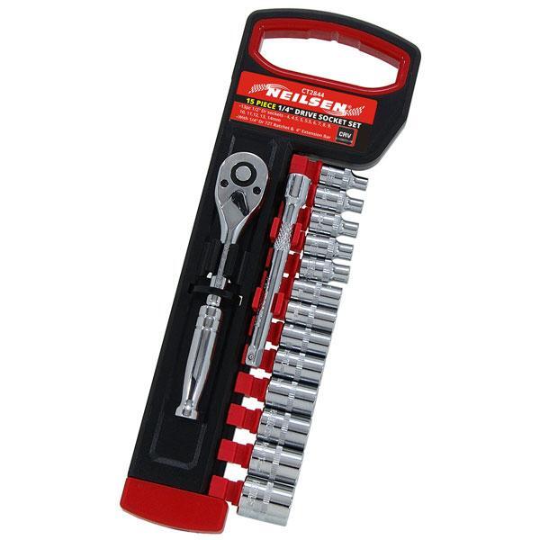 15 Piece 1/4″ Drive Socket Set Ratchet Sizes 4mm 14mm (Genuine Neilsen CT2844)