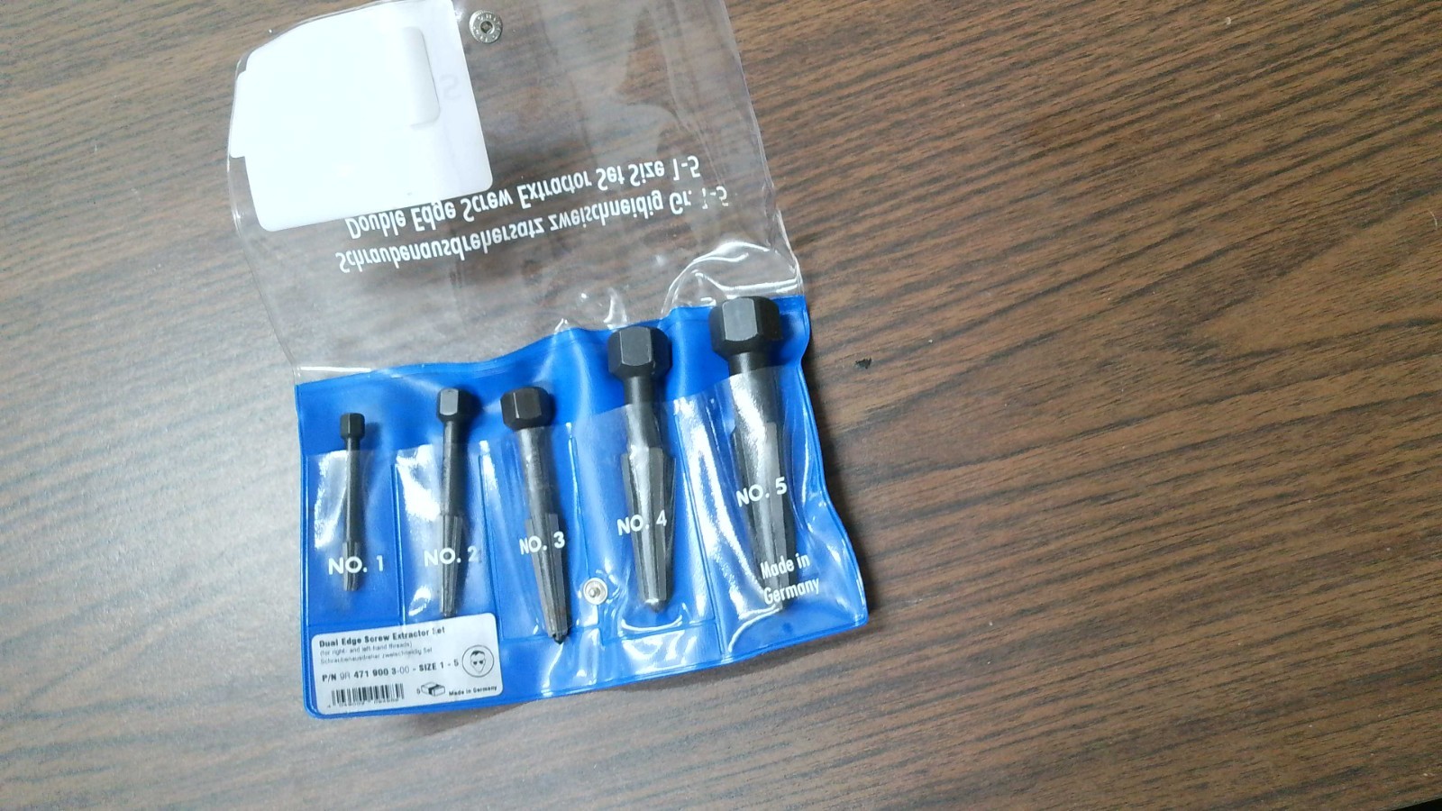 Knipex 9R4719003 Screw Extractor Double-Edged Set Size 1 to 5 In Pouch AS IS