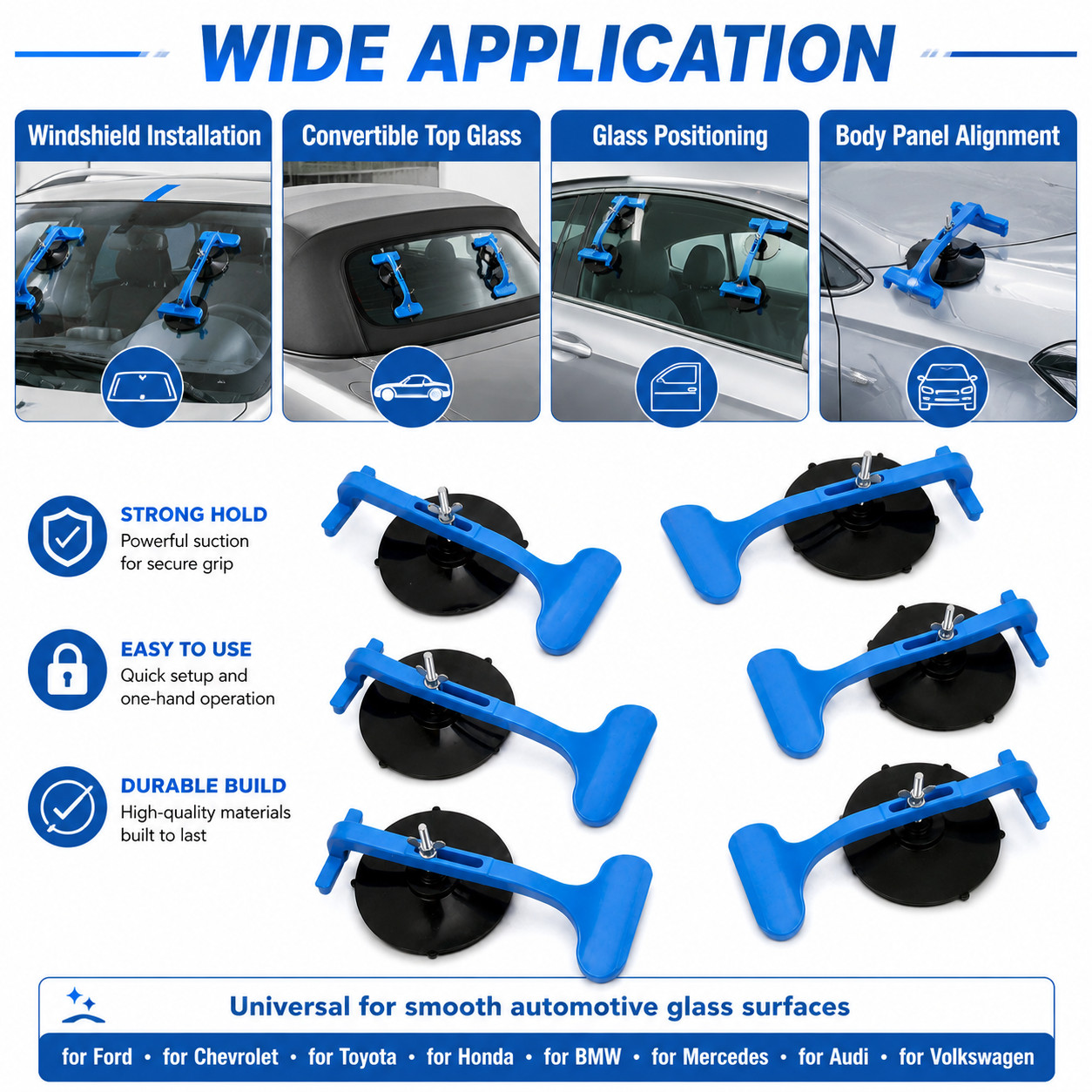 6PCS Suction Cup Clamp Kit for Car Windshield Glass Holder Repair Installation