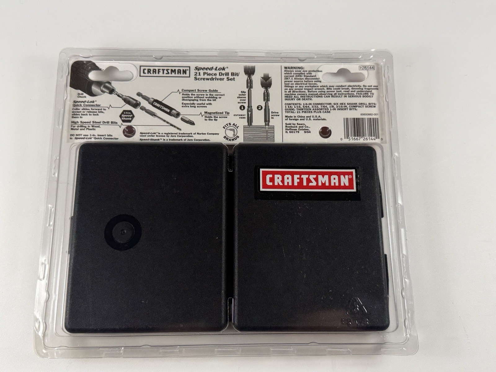 Sears Craftsman USA 21-Piece Speed-Lok Drill Bit / Screwdriver Set No 26144 NOS