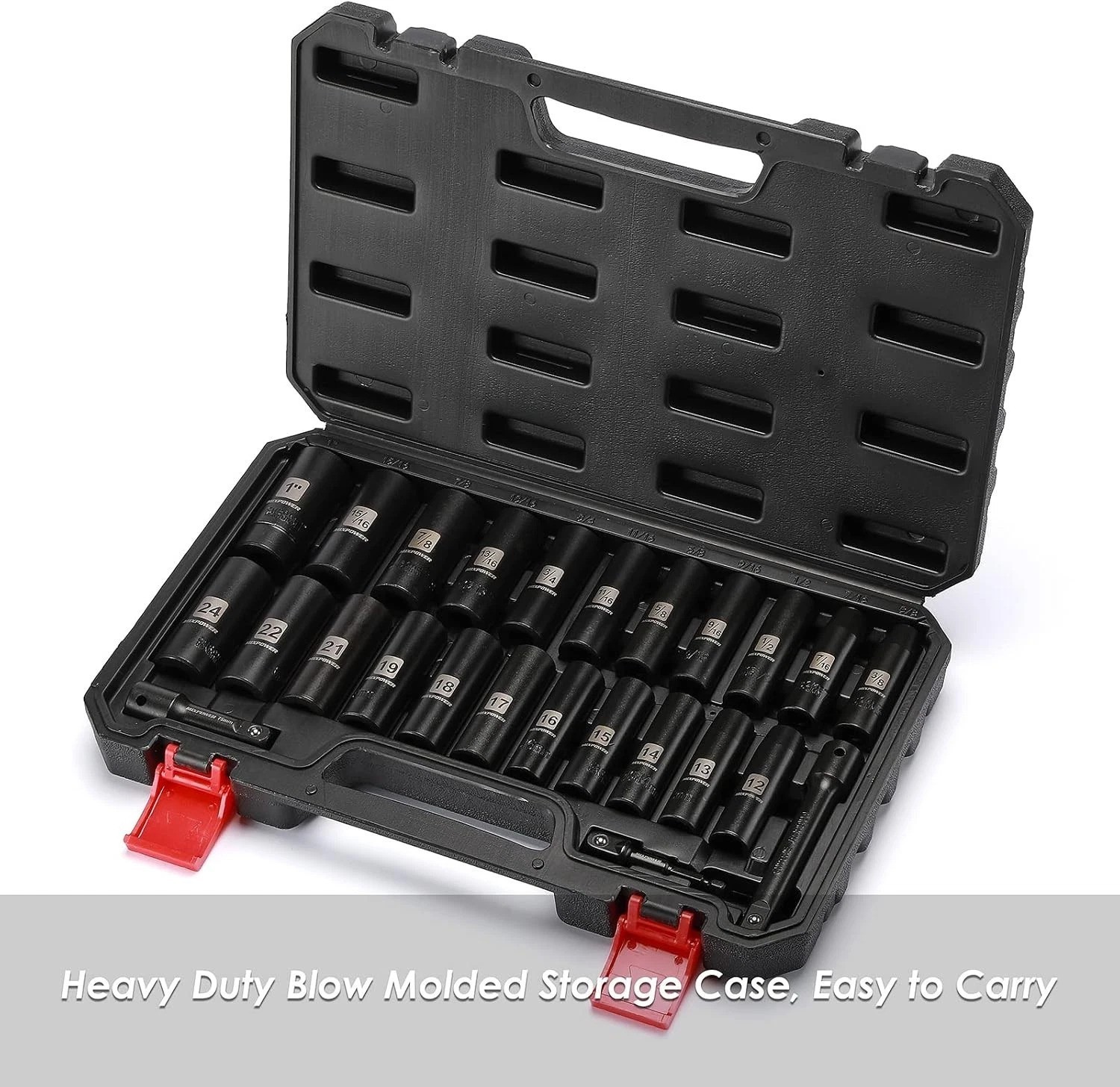 Comprehensive 25-Piece Deep Impact Socket Set with Extension Bars and Adapter