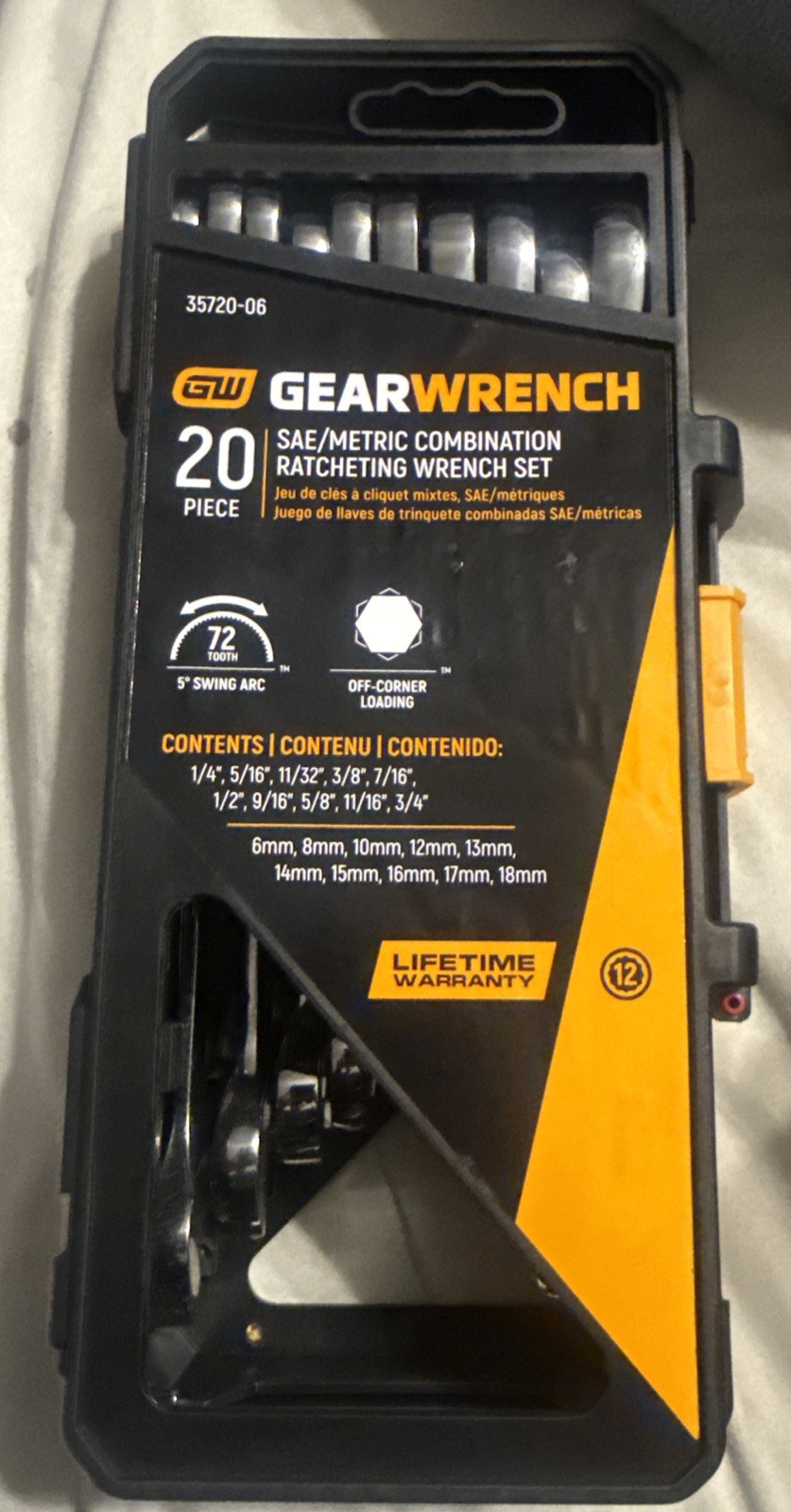 Gearwrench 20pc SAE & Metric Combination Ratcheting Wrench Set 12pt 35720-06 NEW