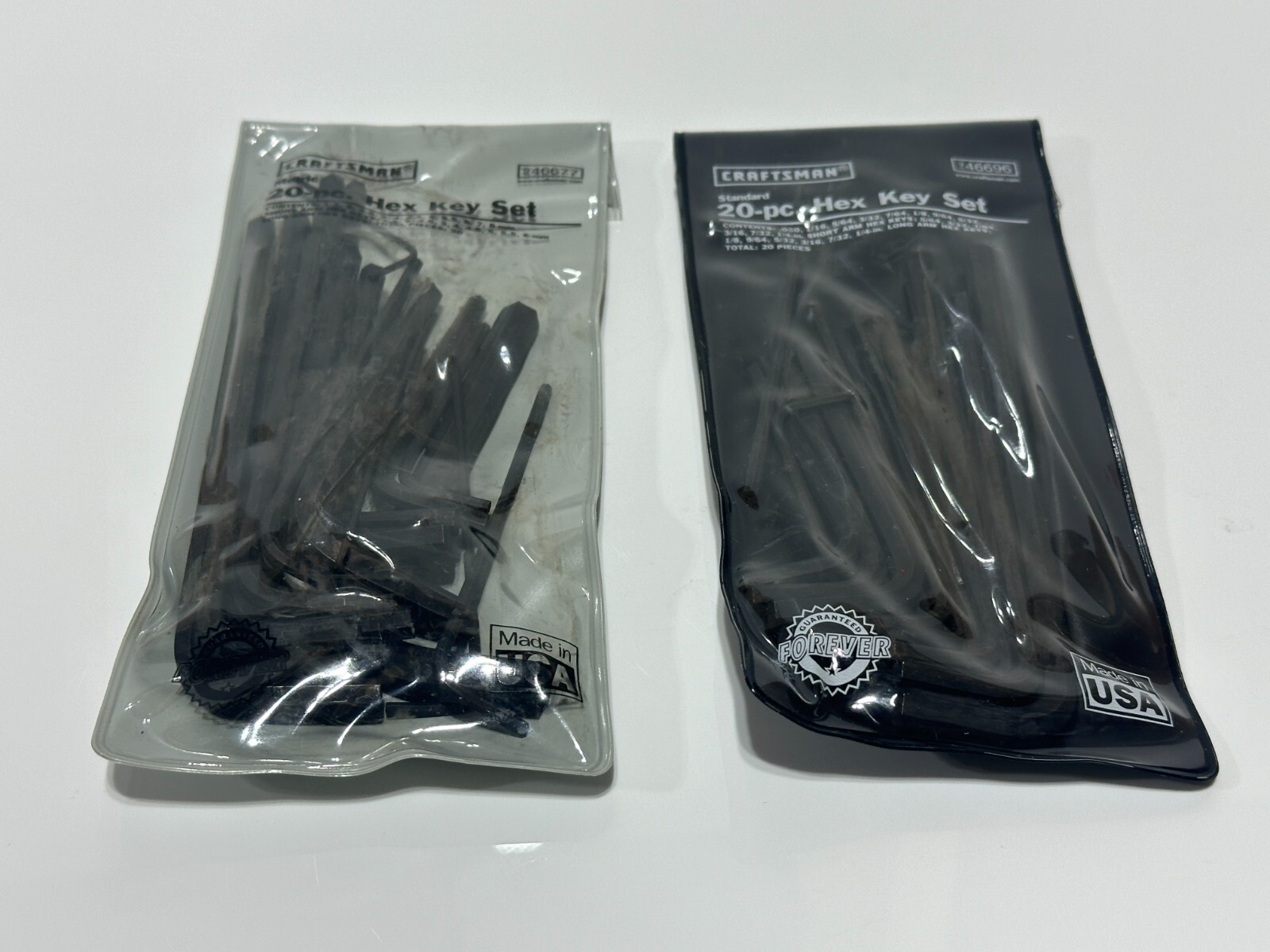 NEW 40pc Craftsman USA 46677 Metric & 46696 SAE Hex Key Allen Wrench Set, NOS