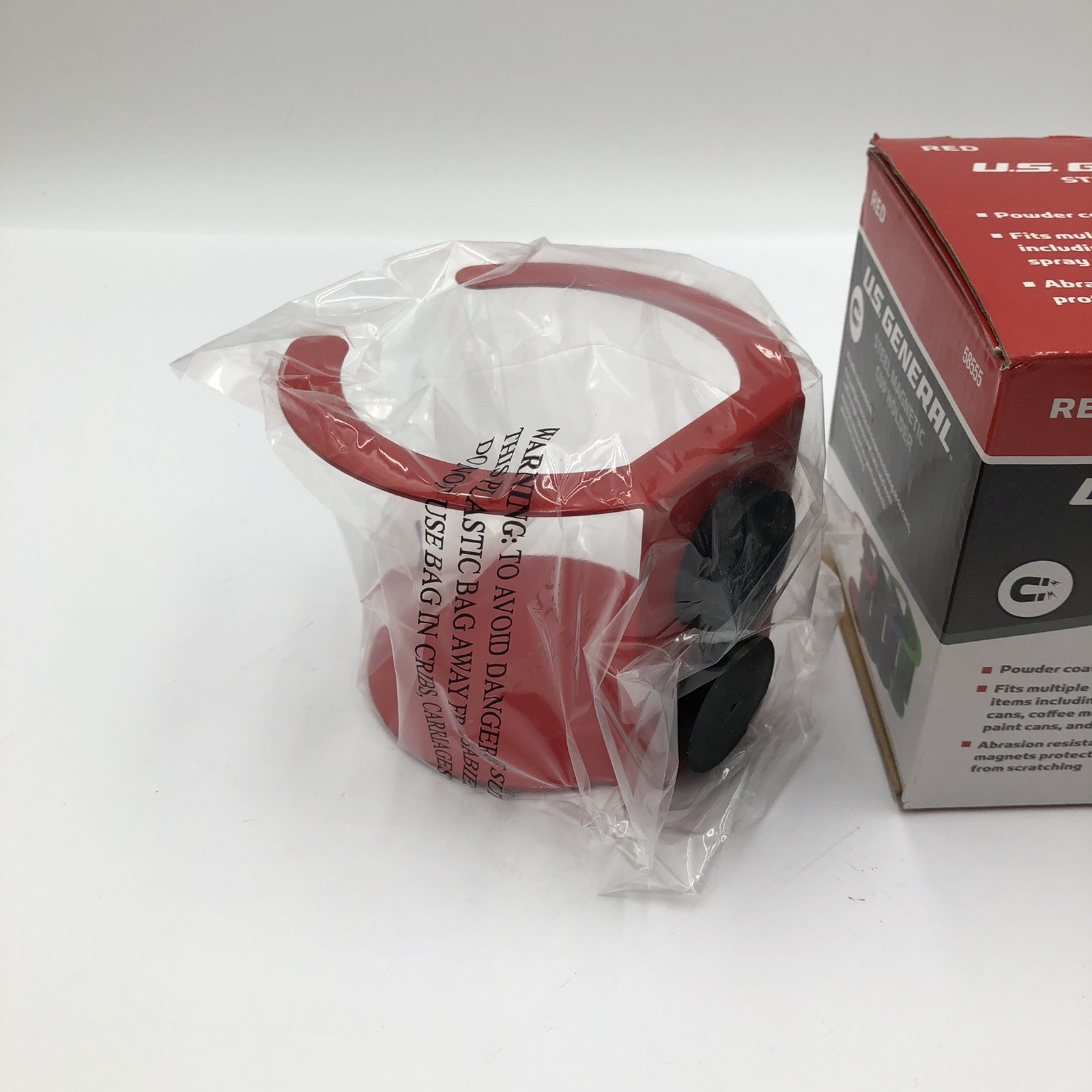 US General Steel Magnetic Cup Holder Magnetic Cup Holder Red 58555 Toolbox Acces