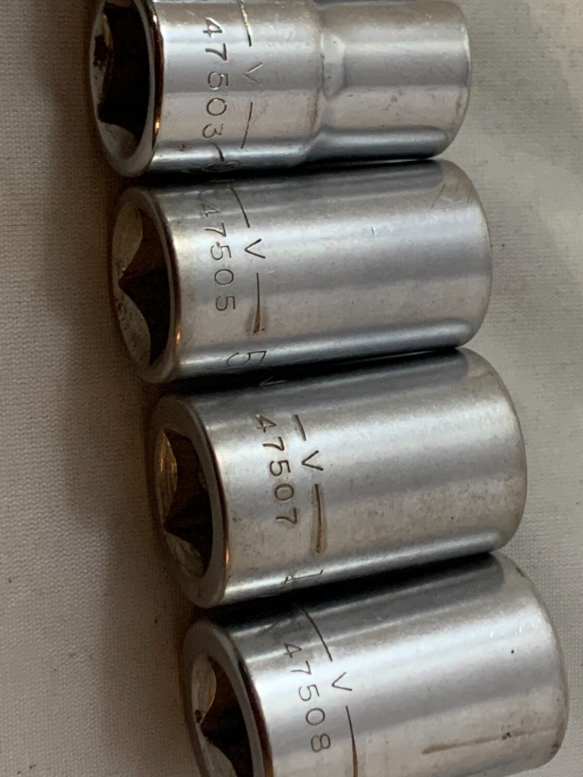 5 Craftsman -V- series 1/2 drive 12 point sockets + swivel adapter