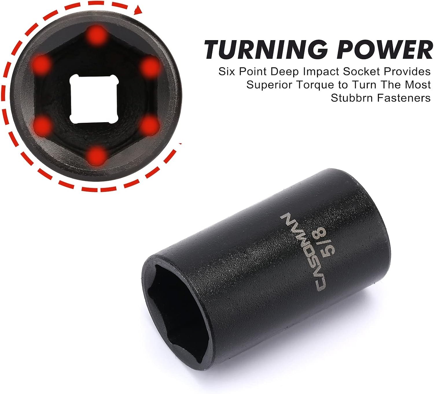 14 Pieces 1/2-Inch Drive Shallow Impact Socket Set, 6-Point, SAE, 3/8″ to 1-1/4″