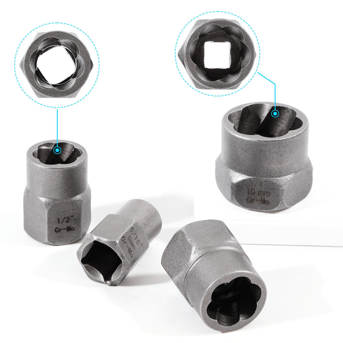 15 PCS Damaged Lug Nut Lock Remover Twist Socket Set Screw Extractor Tool 8-19mm