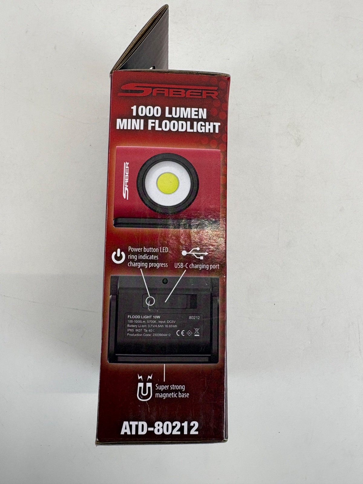 ATD SABER 1000 Lumen Mini Rechargeable Flood Light Flashlight w/Mag Base #80212