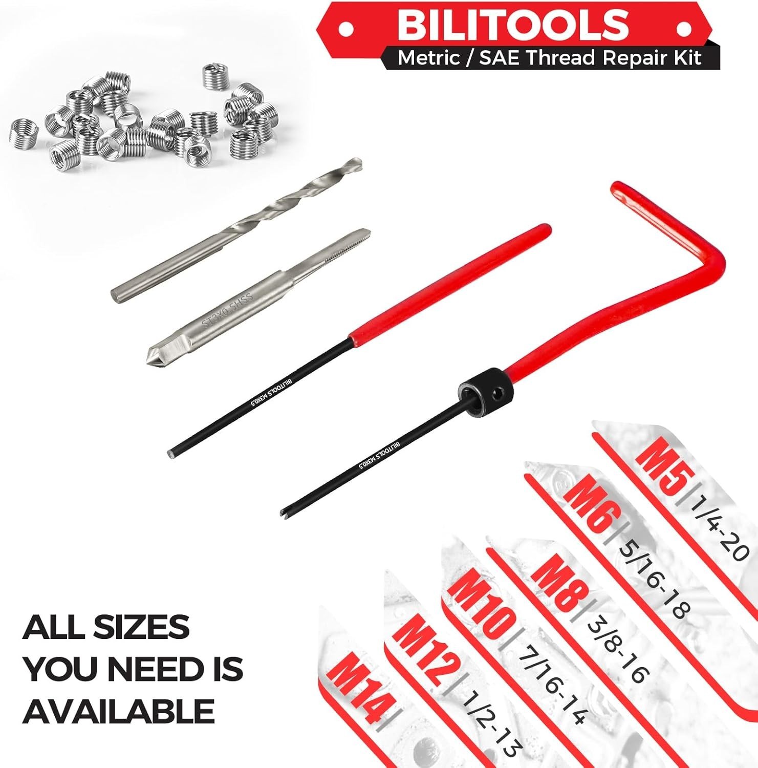Durable M3x0.5 Thread Repair Kit with HSS Drill & Stainless Steel Inserts