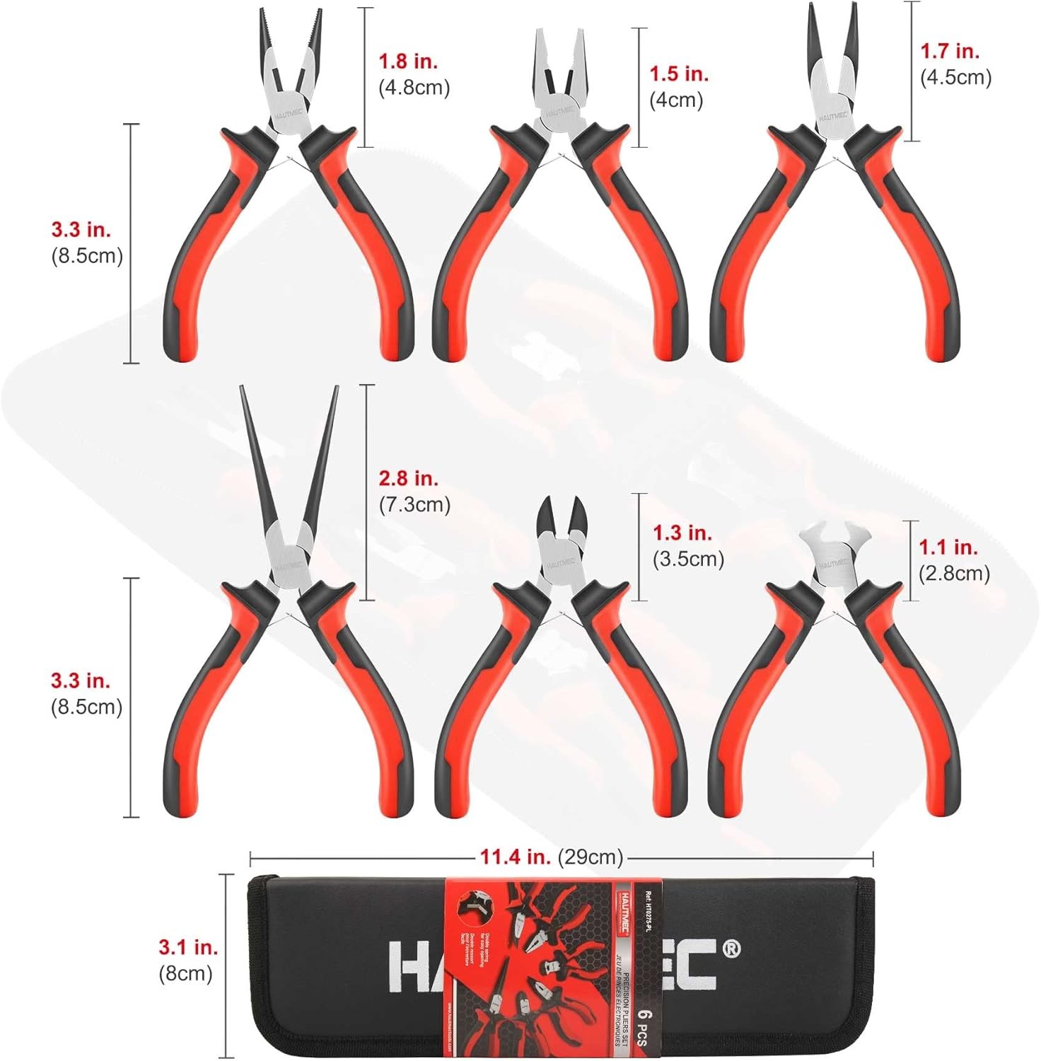 HAUTMEC 6PCS Mini Pliers Set High Leverage Multi Small Metallic Finish