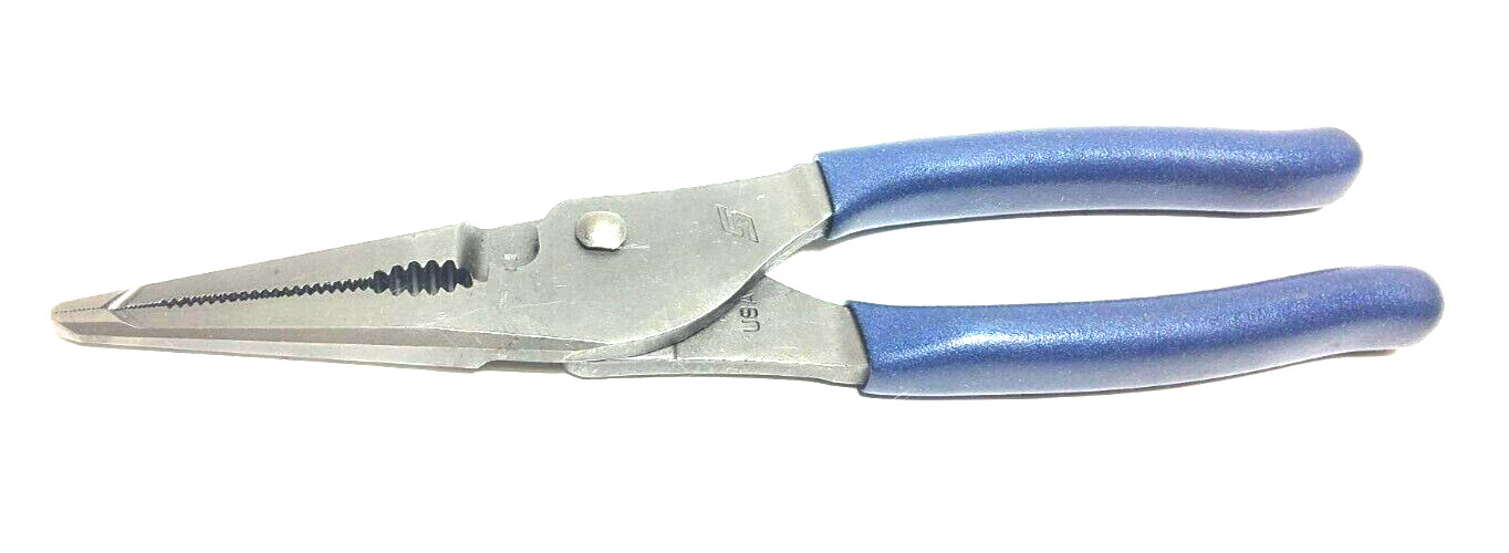 New Snap-on™ LN47ACFMB Power Blue 9 3/4″ Talon Grip LongNose Slip Joint Pliers