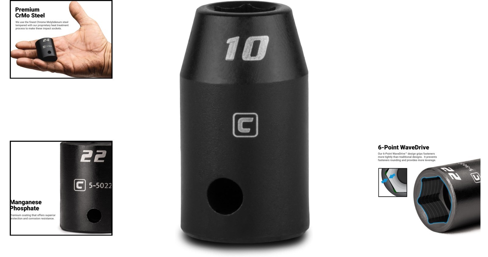 10 mm Impact Socket 12 Inch Drive Manganese Phosphate Coated