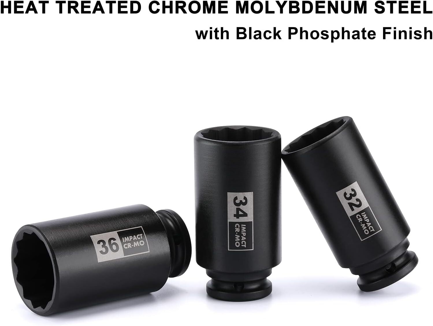 8PCS 1/2″ Deep Axle Nut Impact Socket Set| CR-MO, 12 Point Design, Metric, 29,30