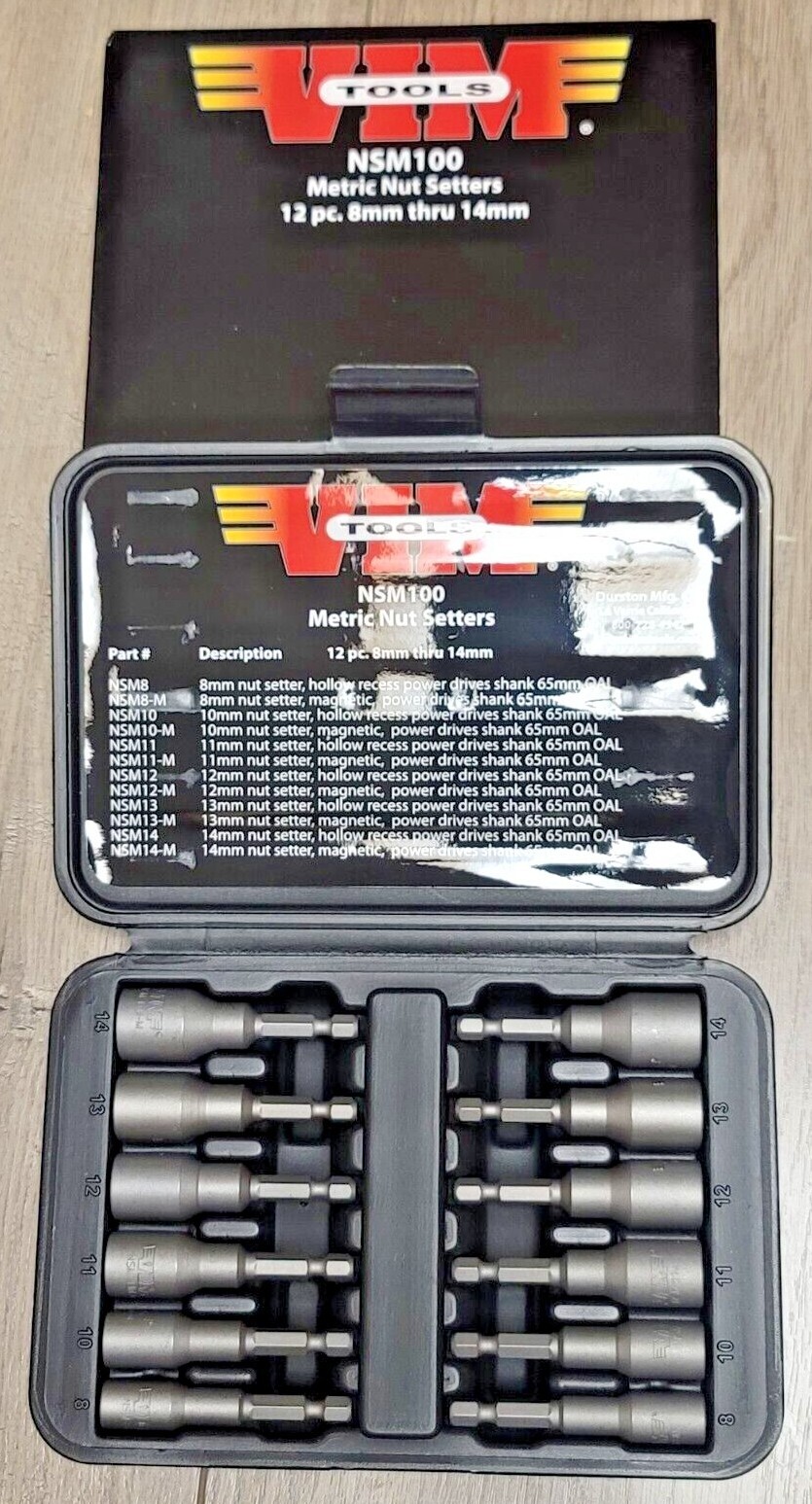VIM 12pc Metric 1/4″ Hex Magnetic & Hollow Shaft Nut Setter/ Driver Set #NSM100