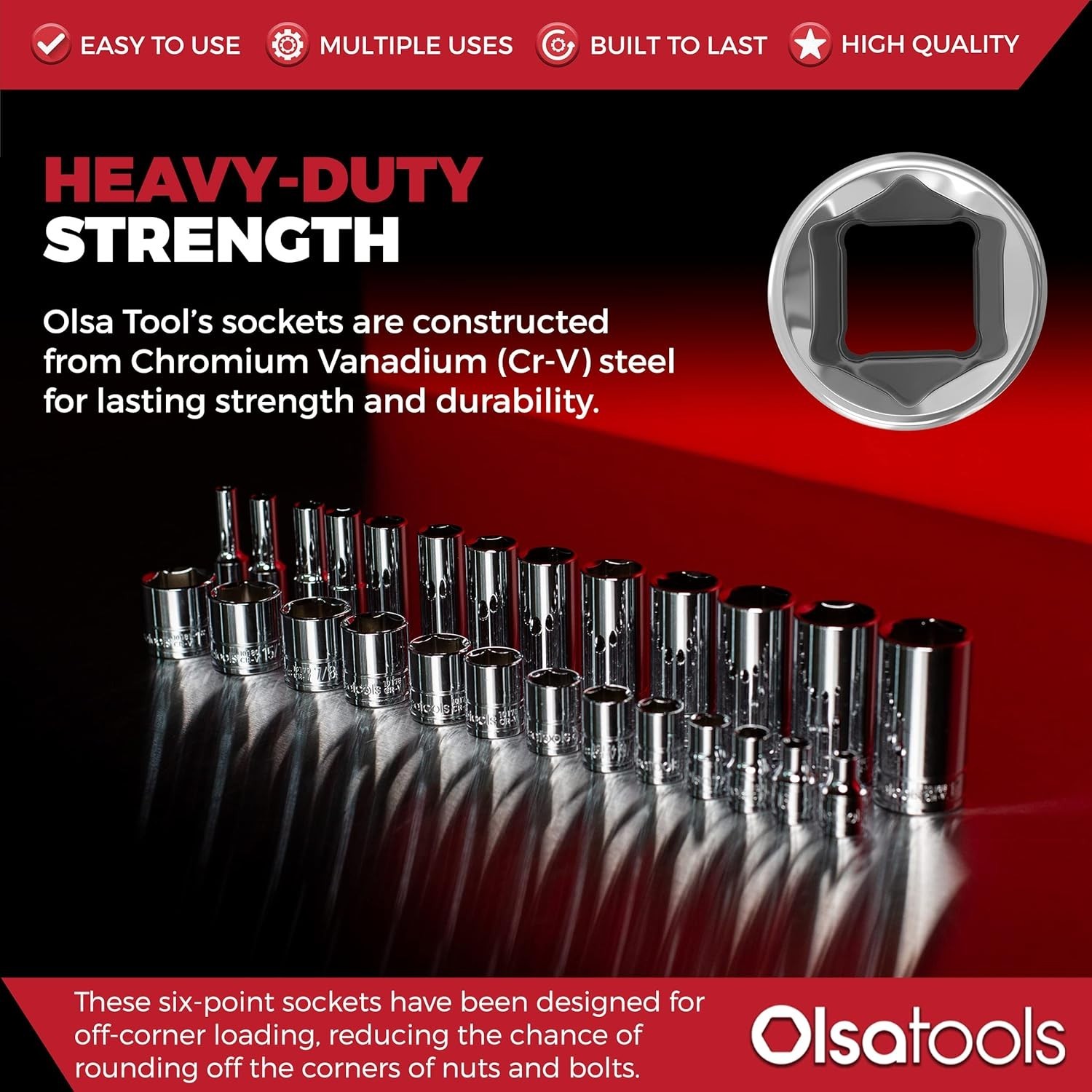 Comprehensive 13pc SAE Deep Socket Set – Polished Chrome, No Skipped Sizes