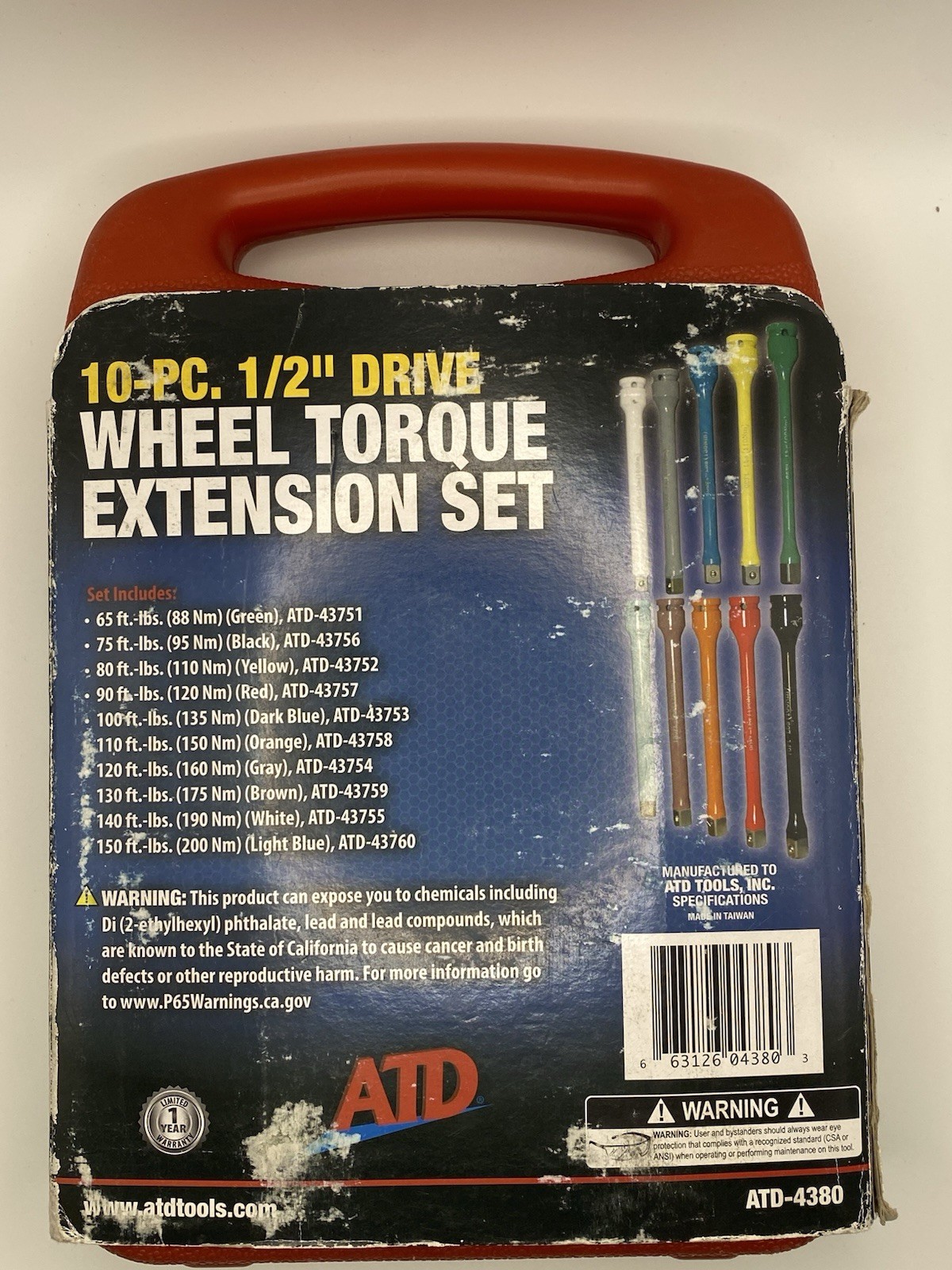 NEW ATD 4380 – 10 Pc. 1/2in. Dr. Wheel Torque Extension Set