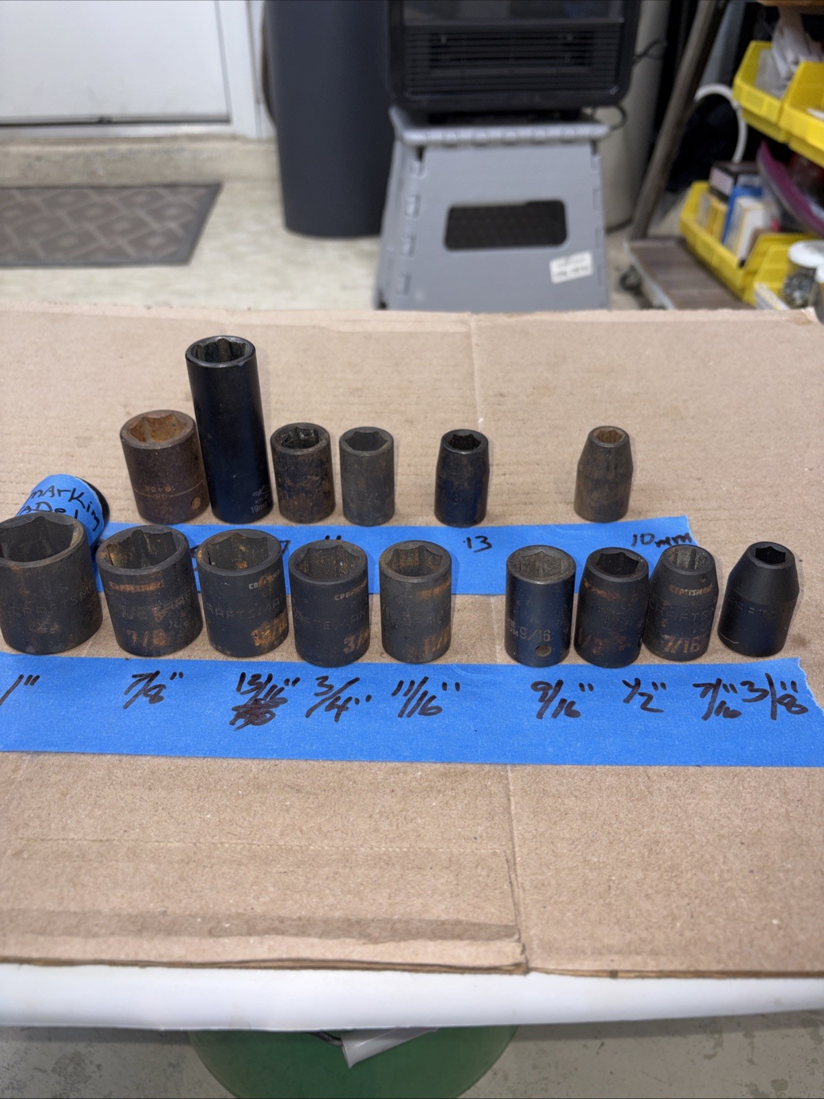 Craftsman & Other Impact Metric & SAE 1/2″ Drive Sockets 16 Pcs Vtg Mix Brands