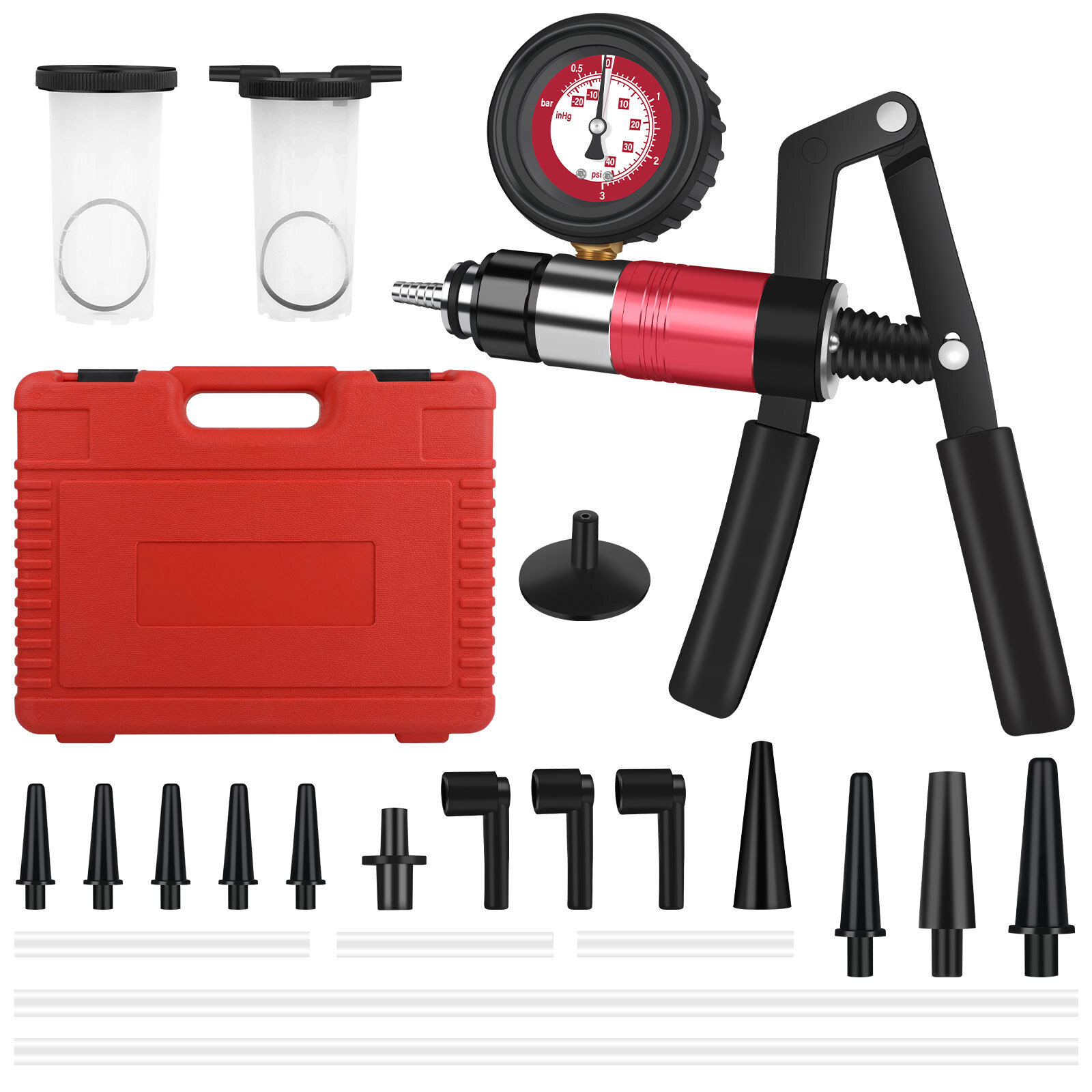 24PCS Hand Held Vacuum and Pressure Pump Brake Clutch Fluid Bleeder Tool Kit Set