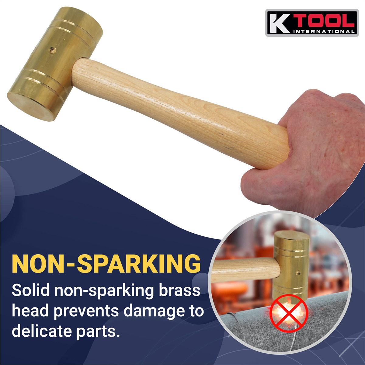 K-Tool 71714 16 oz. Brass hammer with Wooden Hickory Handle
