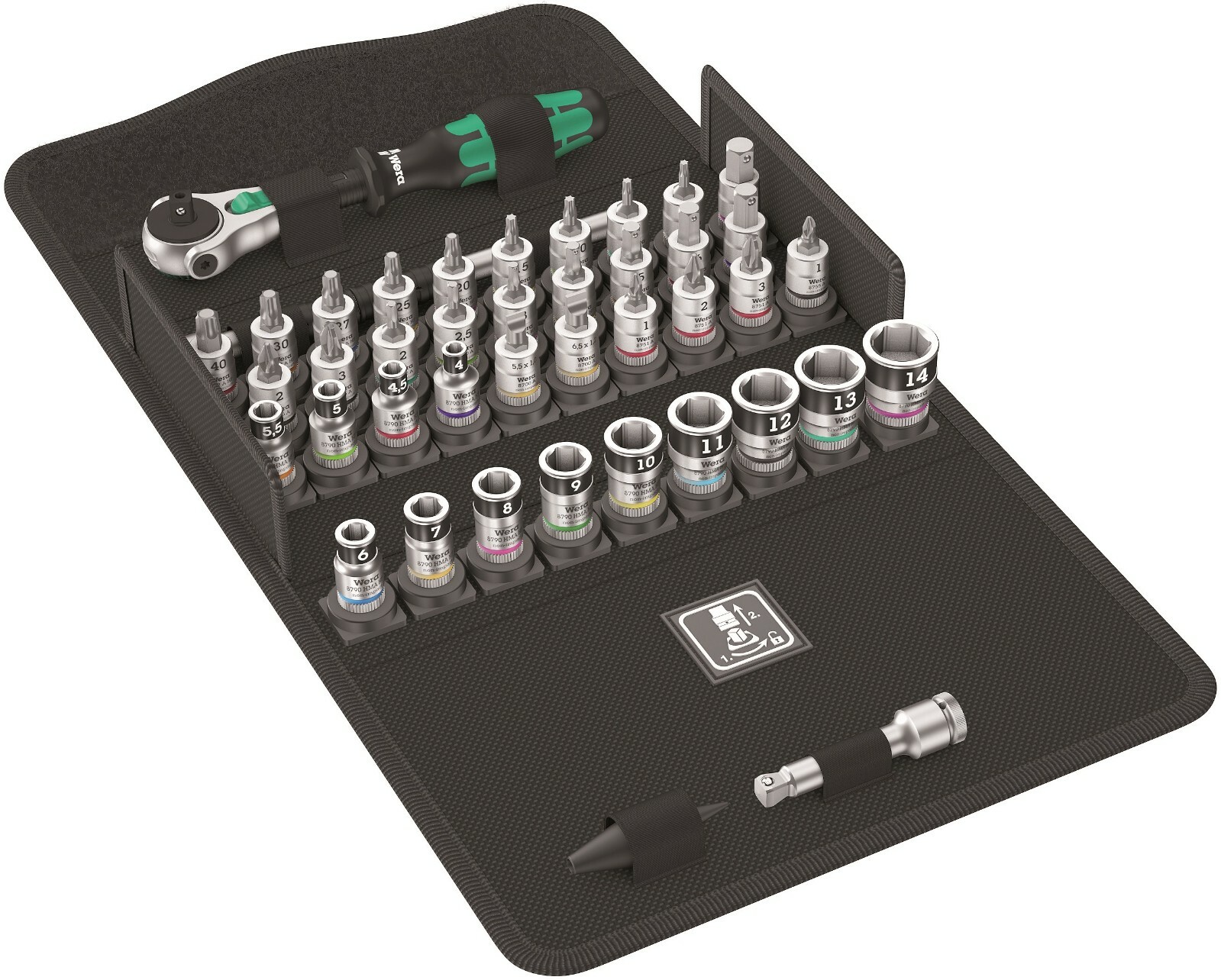 Wera 05003755001 42 Piece All-in Zyklop 1/4″ Drive Metric Speed Ratchet Set