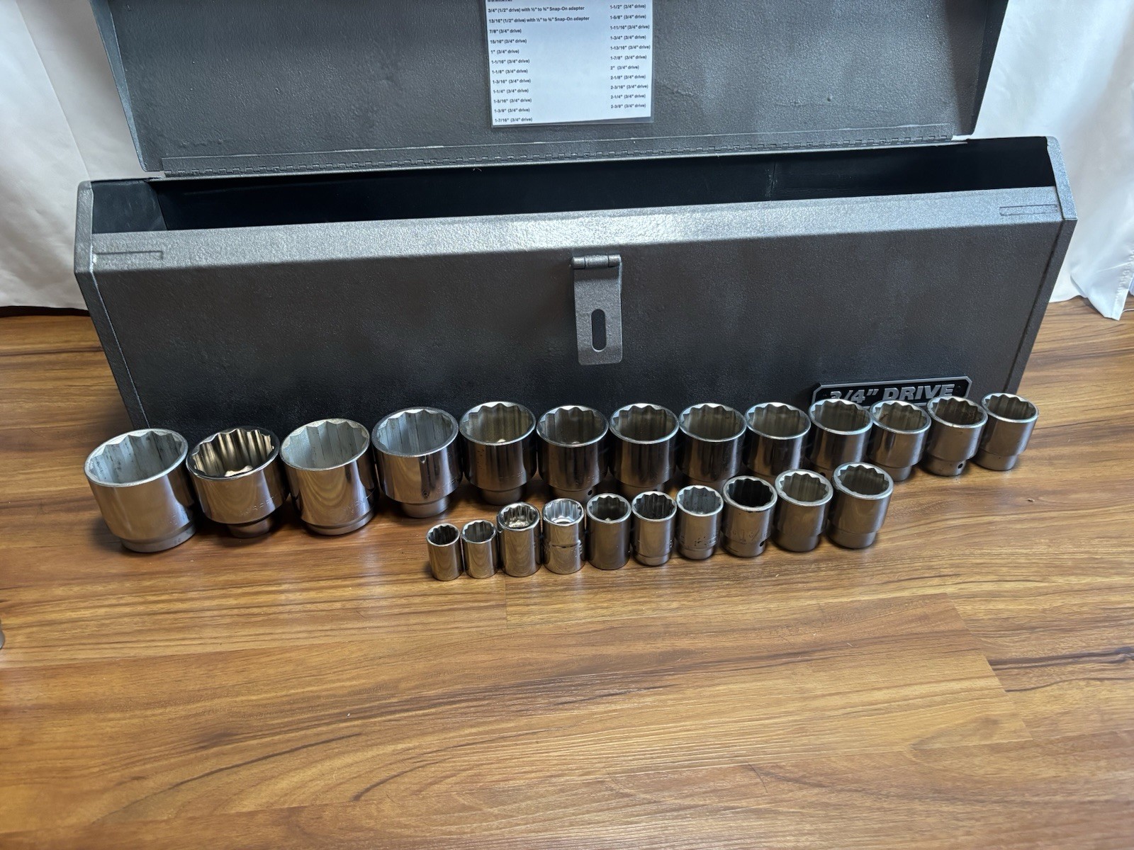 Sears Craftsman Industrial USA 31pc 3/4” Drive Socket Set & Steel Tool Box