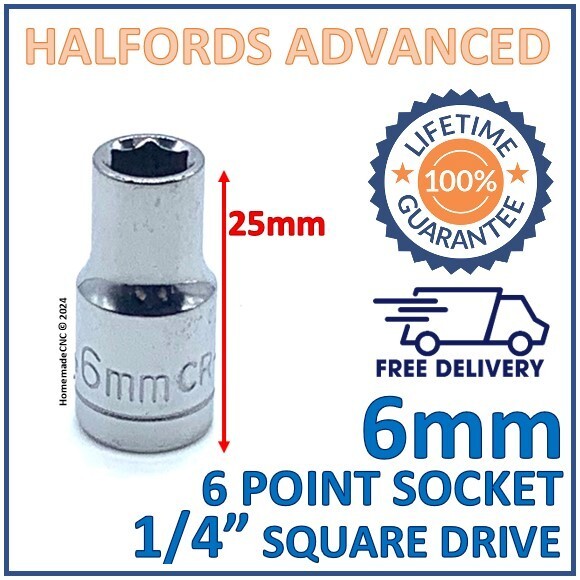Halfords Advanced 6mm 1/4″ Square Drive 6 Point Socket – Lifetime Guarantee