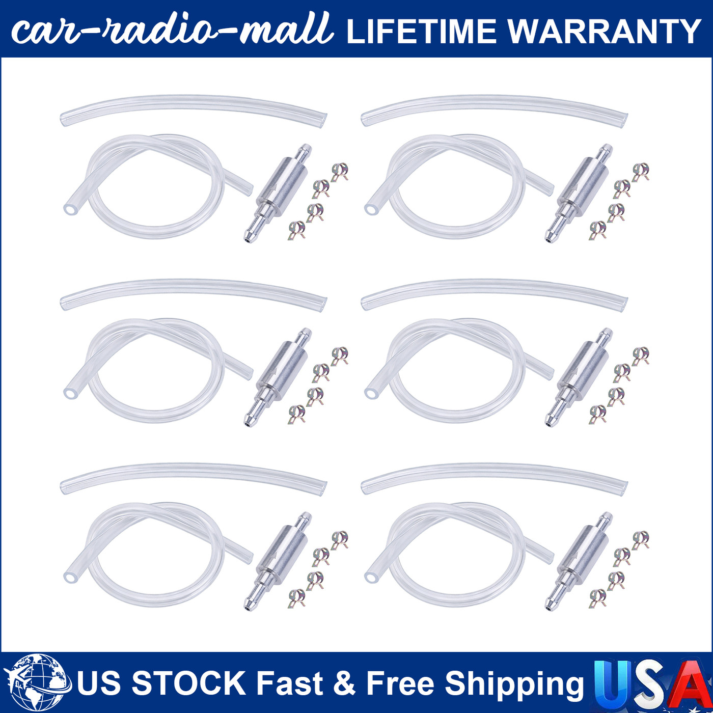 6 PCS Brake Bleeder Hose, One Way Check Valve Tube Bleeding Tool Kit Silver US