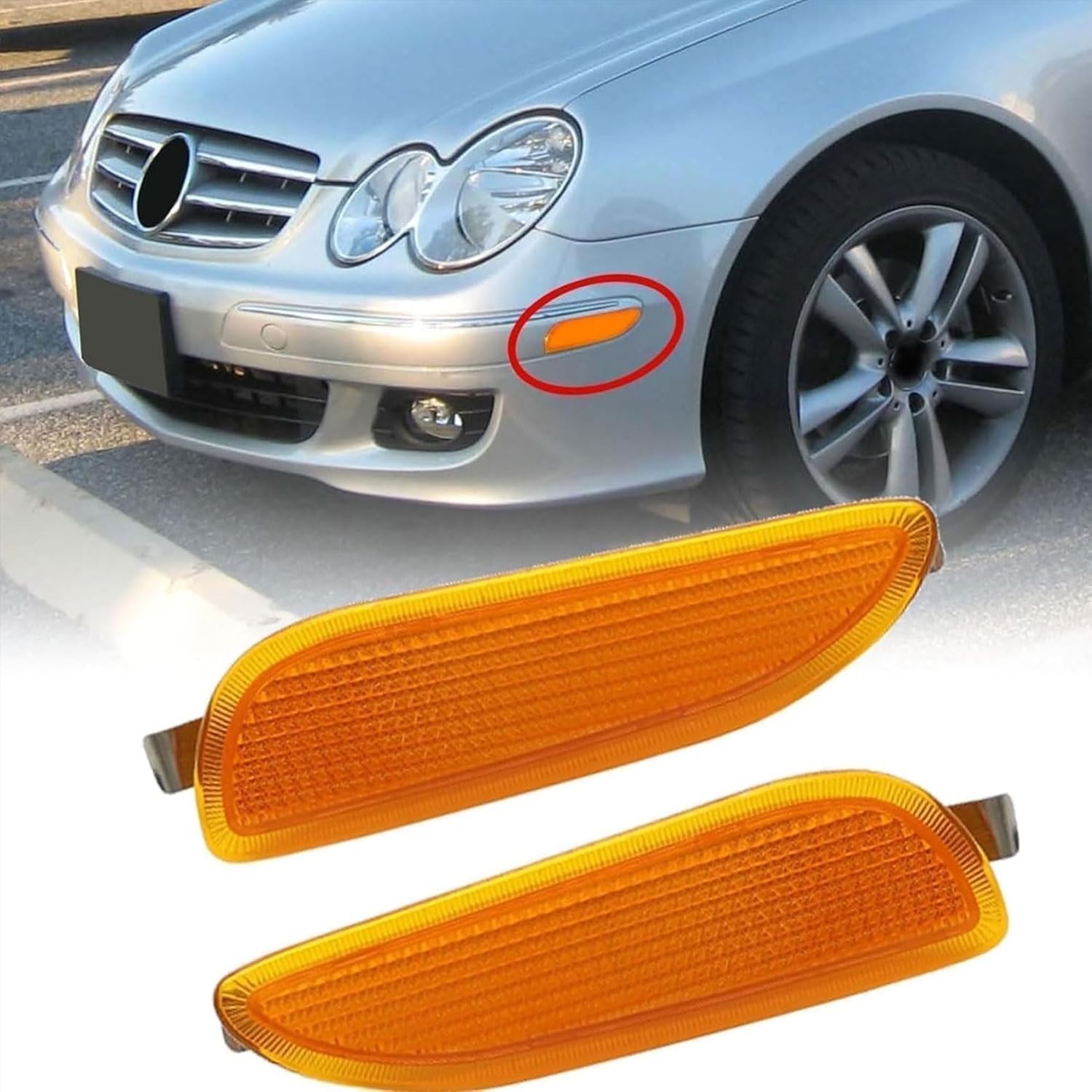 Side Marker Light Turn Signal Lamp Front Left+Right Compatible With Mercedes