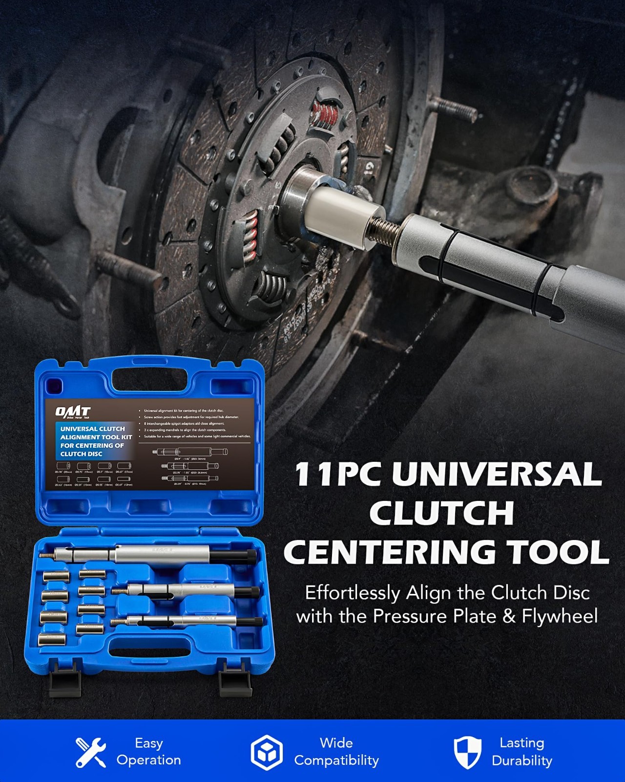 Universal Clutch Alignment Tool Kit – 11pc Heavy Duty Set for Cars, Trucks, SUVs