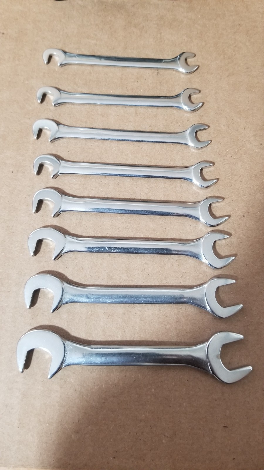 VTG Sears Craftsman 9_4306 Super-tuff Steel 8-Piece Open End Ignition Wrench Set
