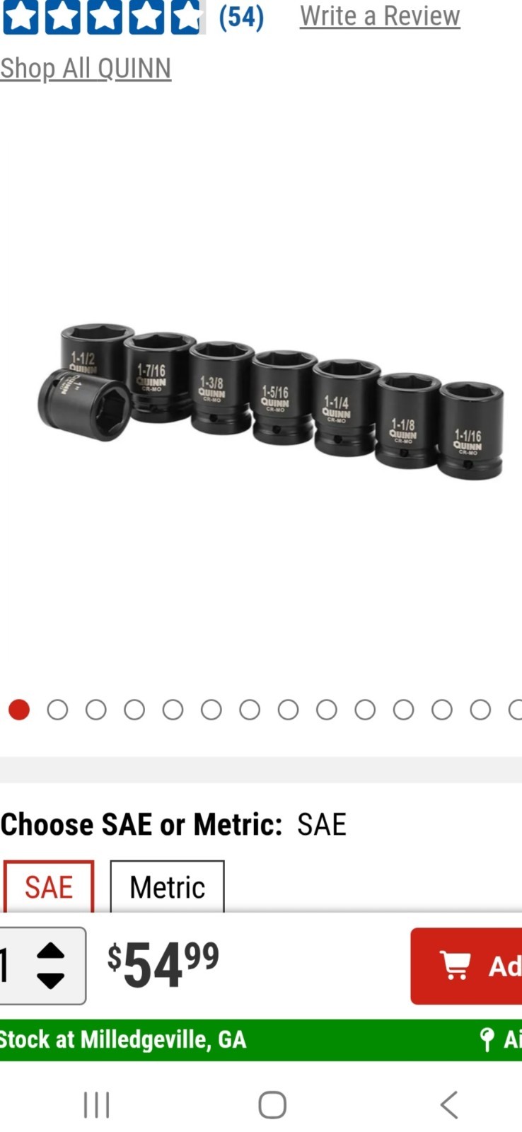 Impact Socket Set 3/4″ Drive SAE 1″ to 1-1/2″ 6 Point